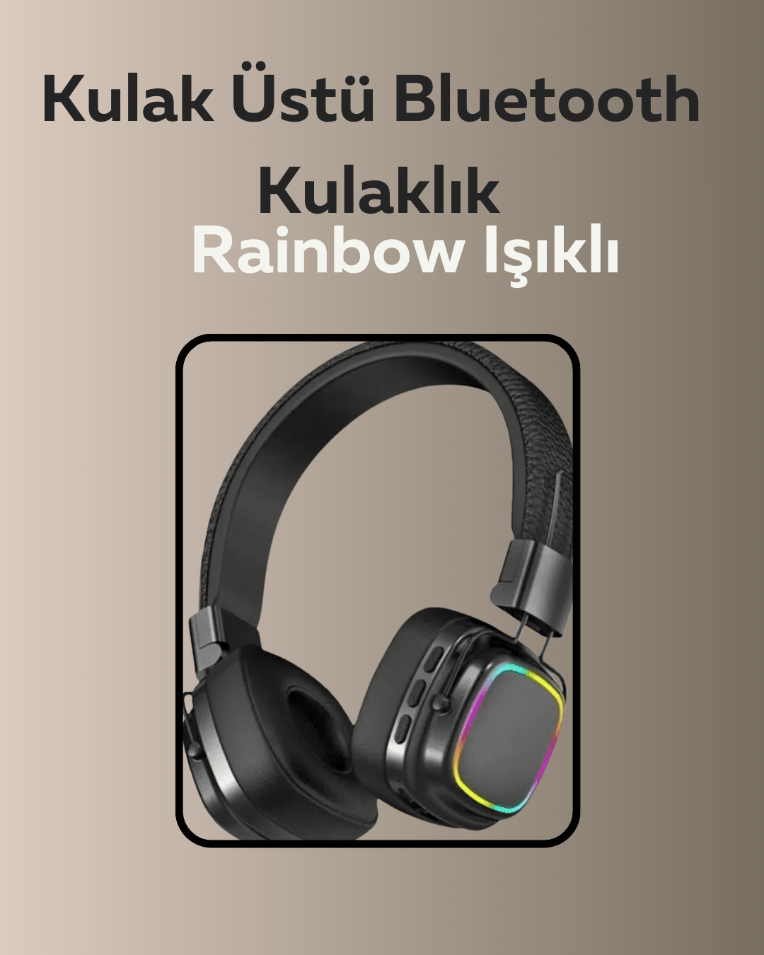 Bluetooth 5.3 Rainbow Işıklı Kulak Üstü Kablosuz Kulaklık