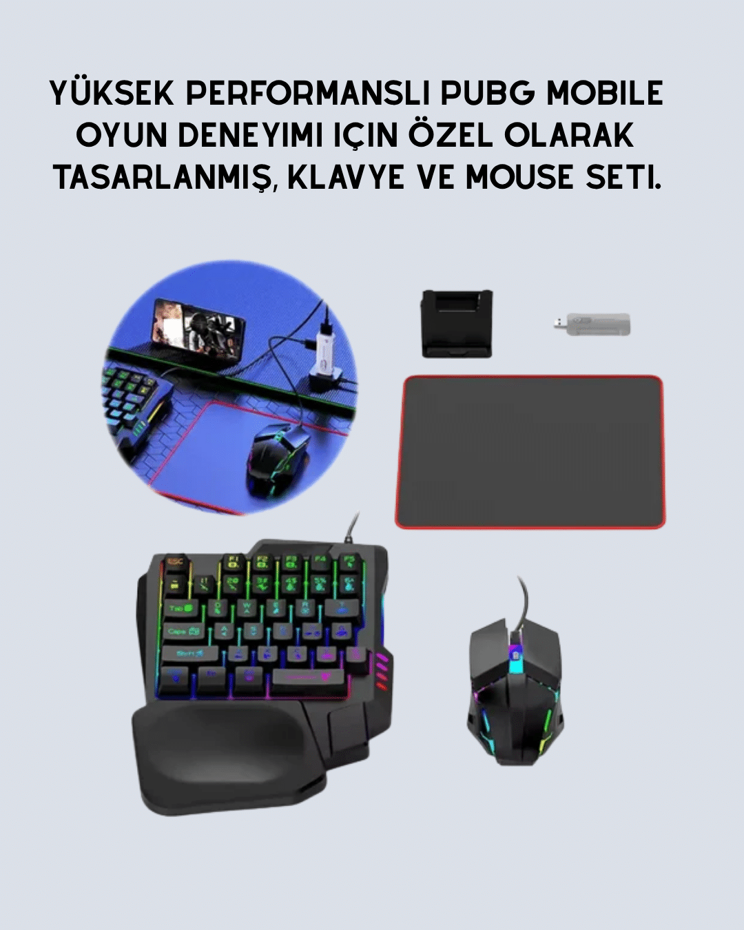 Mobil Oyunlar için Klavye Mouse ve Dönüştürücü Seti - Görsel 2