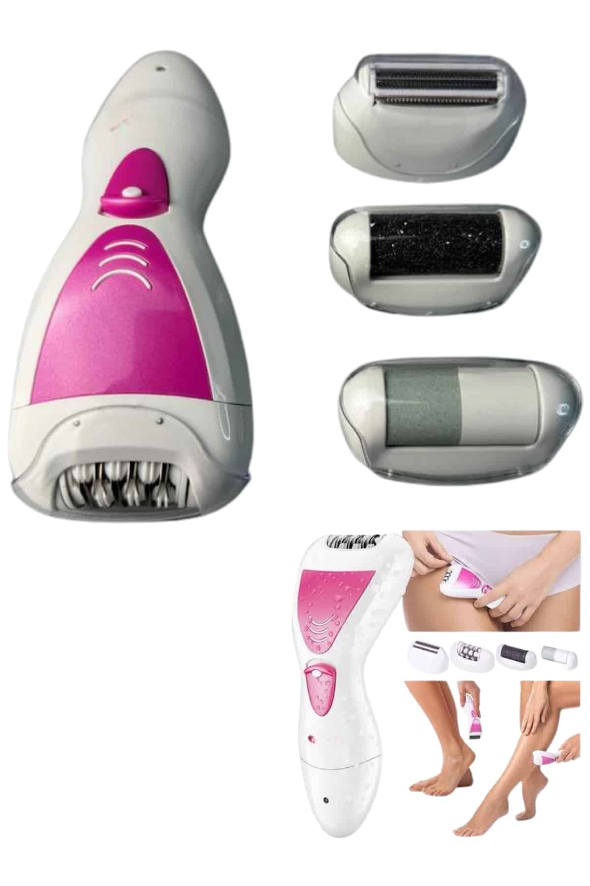 Ayak Törpü Başlıklı Epilatör Aleti 4 Başlıklı Taşınabilir Şarjlı Epilasyon Cihazı - Görsel 3