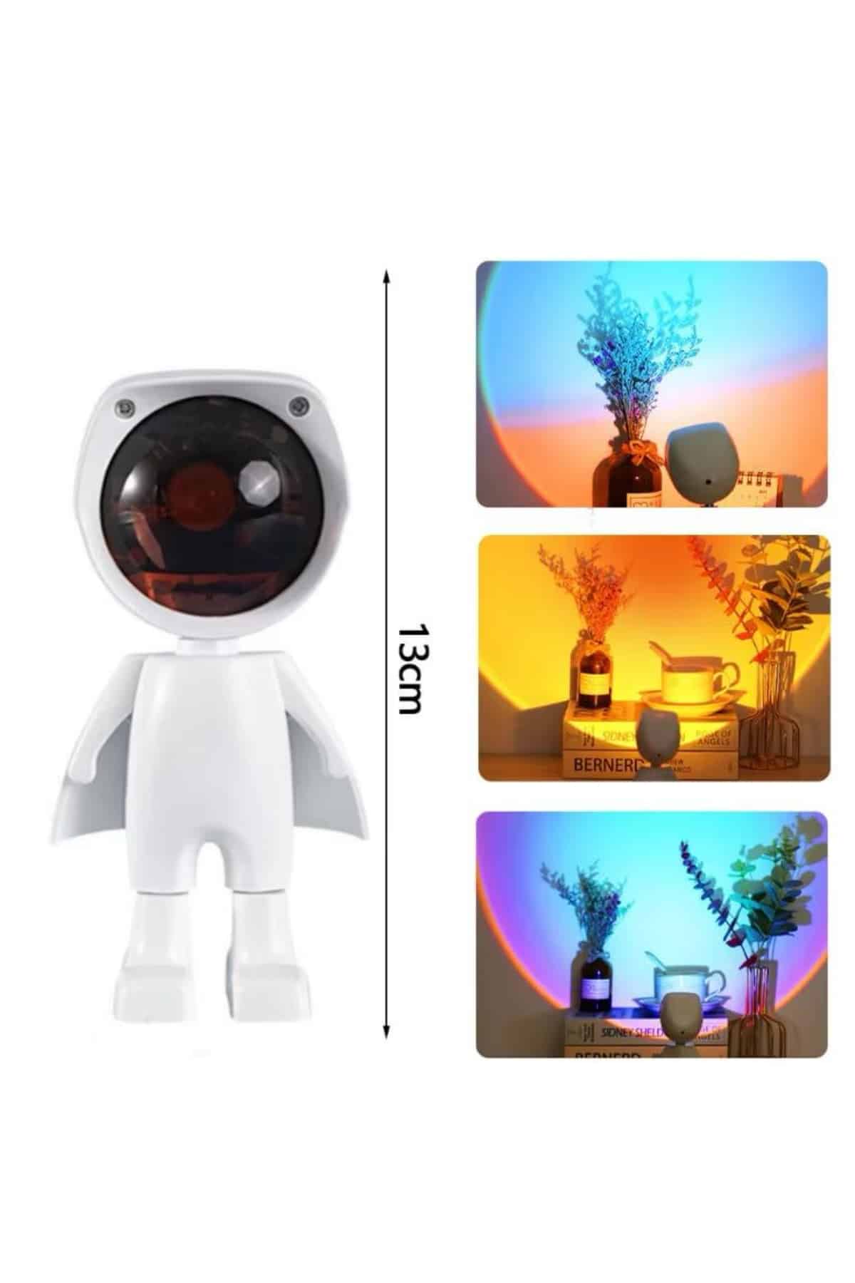 180 Derece Dönebilen Astronot Masa ve Gece Lambası Projektör - Görsel 2