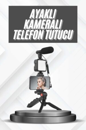Telefon Tutucu Mikrofonlu Işıklı Youtuber Video Kayıt