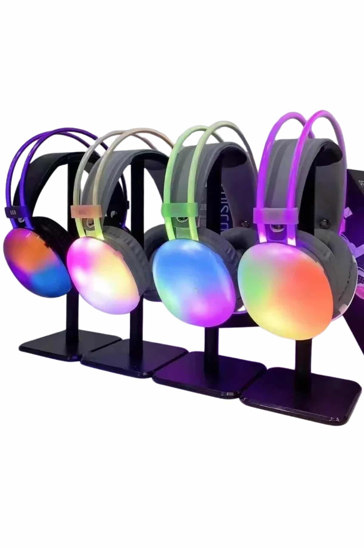 Yeni Nesil Kulak Üstü Kablosuz Uzun Ömürlü RGB Işıklı Bluetooth Kulaklık - Görsel 3