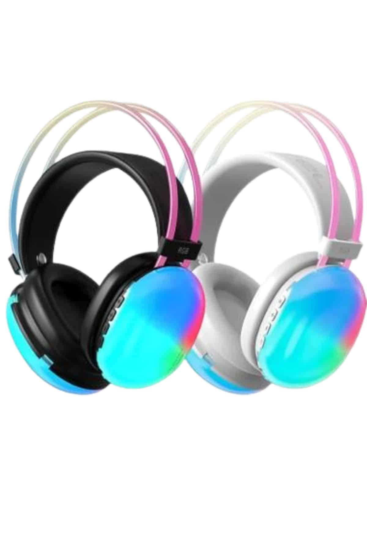 Kulak Üstü Kablosuz Bluetooth Kulaklık Unısex Renkli Işıklı Kulaklık - Görsel 2