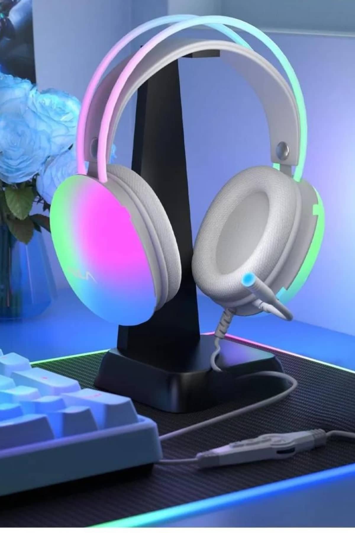 Kulak Üstü Kablosuz Bluetooth Kulaklık Unısex Renkli Işıklı Kulaklık - Görsel 3