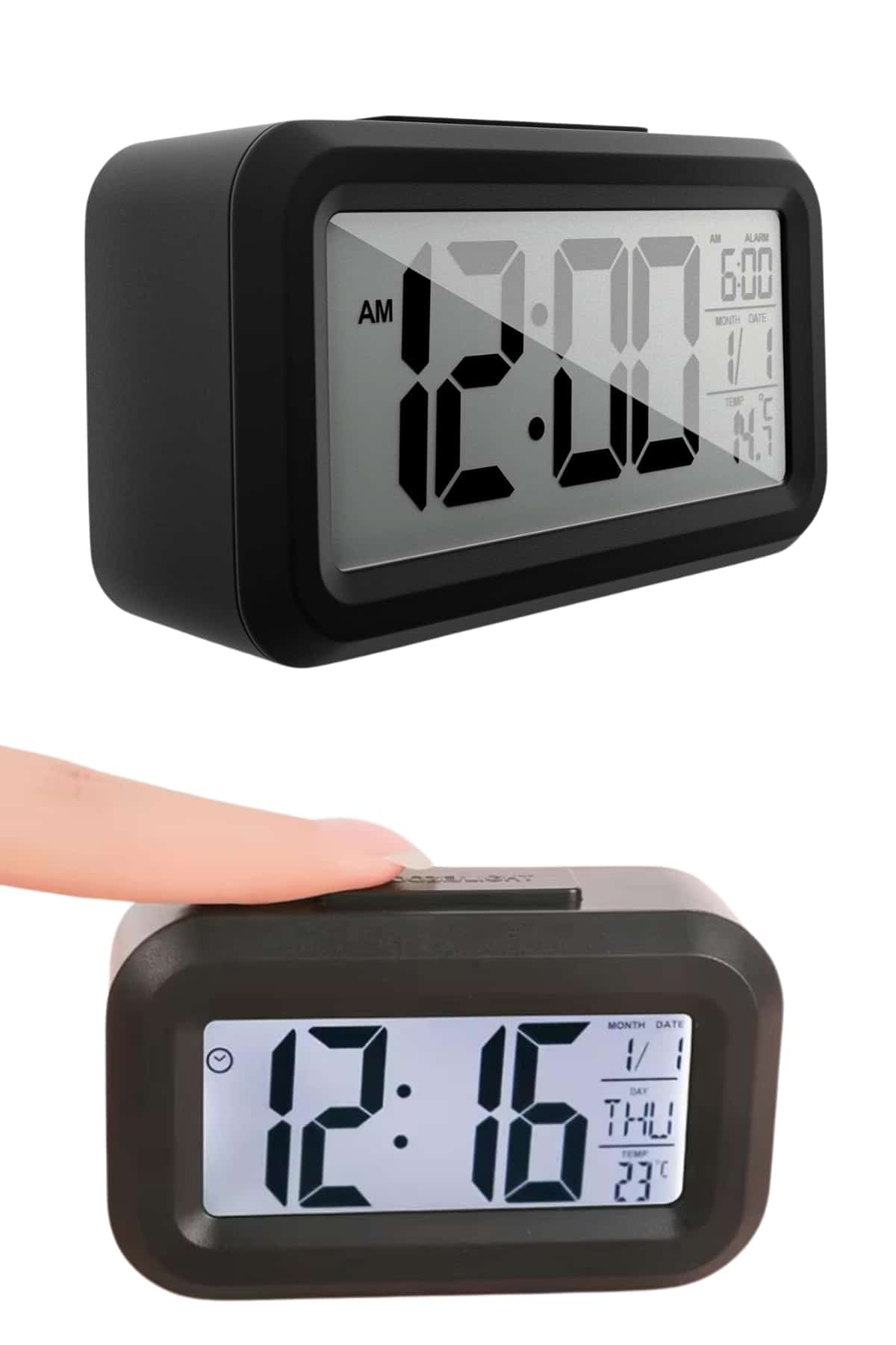 Gece Dijital Masa Saati Dijital Alarmlı Led Ekran Pilli Çalar Saat - Görsel 2