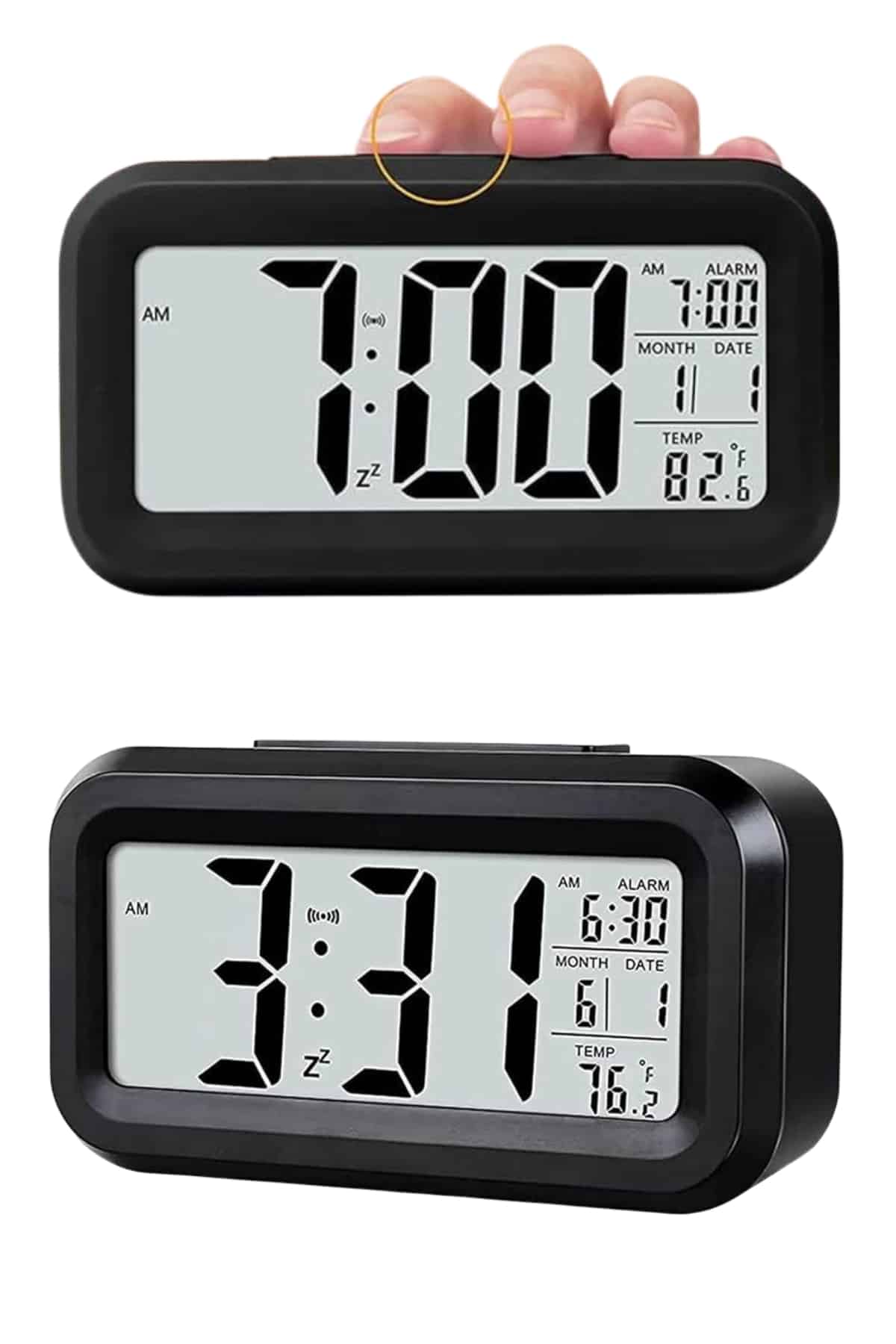 Gece Dijital Masa Saati Dijital Alarmlı Led Ekran Pilli Çalar Saat - Görsel 3