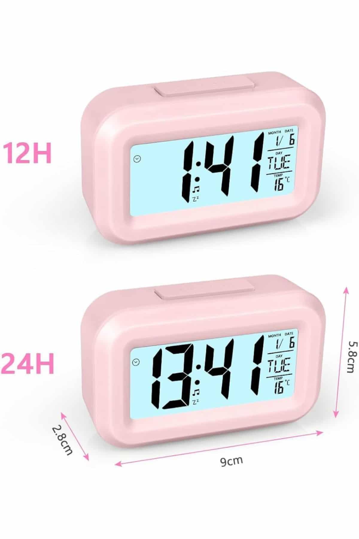 Gece Dijital Masa Saati Dijital Alarmlı Led Ekran Pilli Çalar Saat - Görsel 5