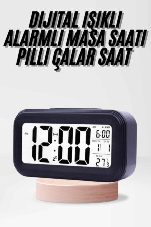Dijital Işıklı Alarmlı Çalışma Masası Ekran Pilli Çalar Saat