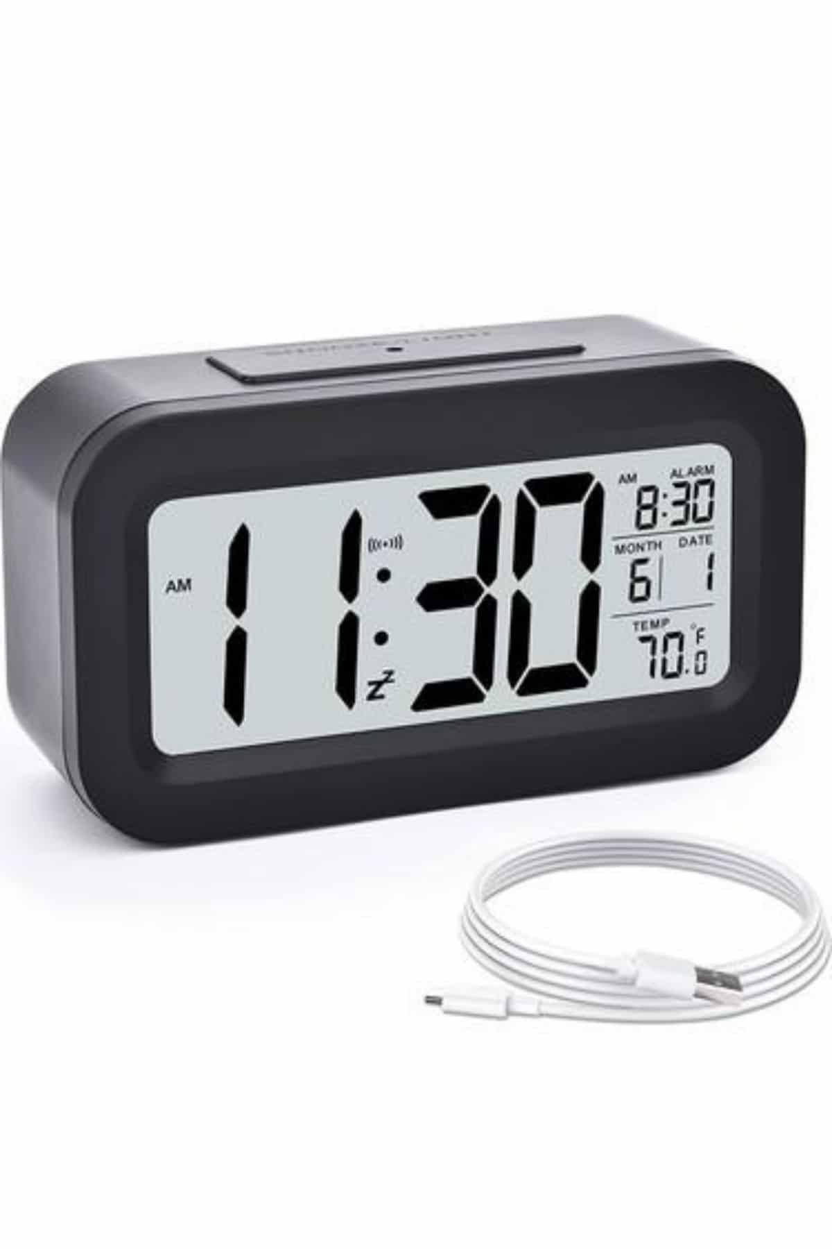 Dijital Masa Saati Takvim Çalar Saat Alarmlı Işıklı Led Ekran Pilli - Görsel 5