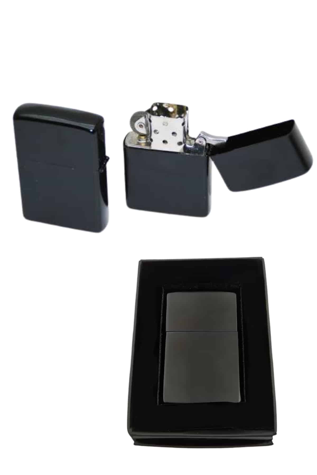 Çakmak Parlak Siyah Zippo Benzinli Çakmak Cep Boy Doldurulabilir - Görsel 3