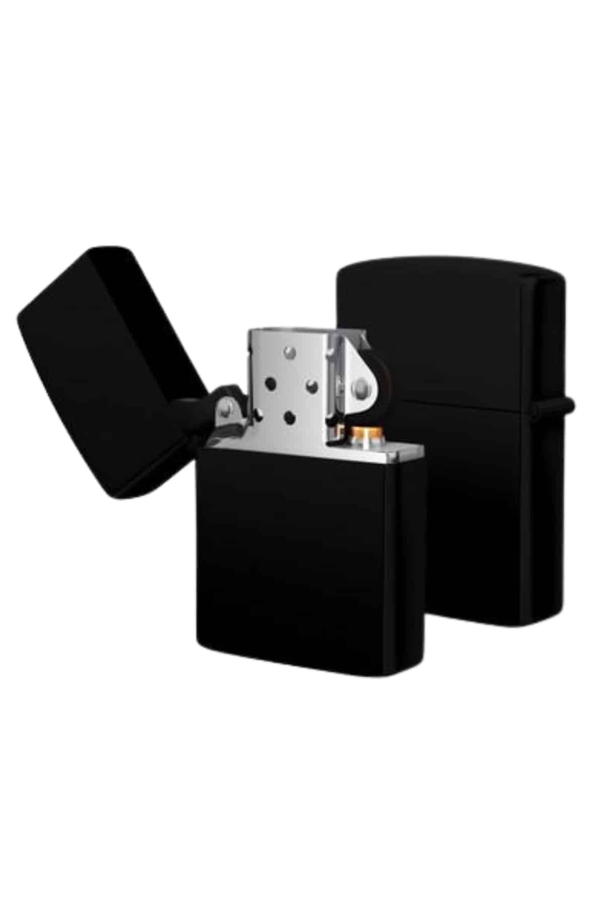 Çakmak Parlak Siyah Zippo Benzinli Çakmak Cep Boy Doldurulabilir - Görsel 4