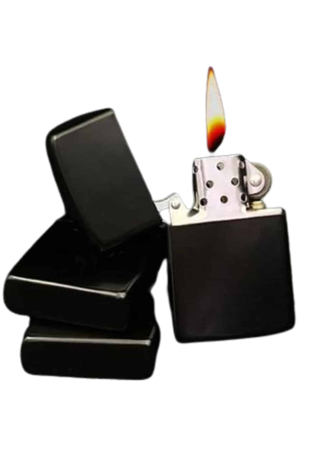 Doldurulabilir Siyah Benzinli Çakmak Metalik - Görsel 3