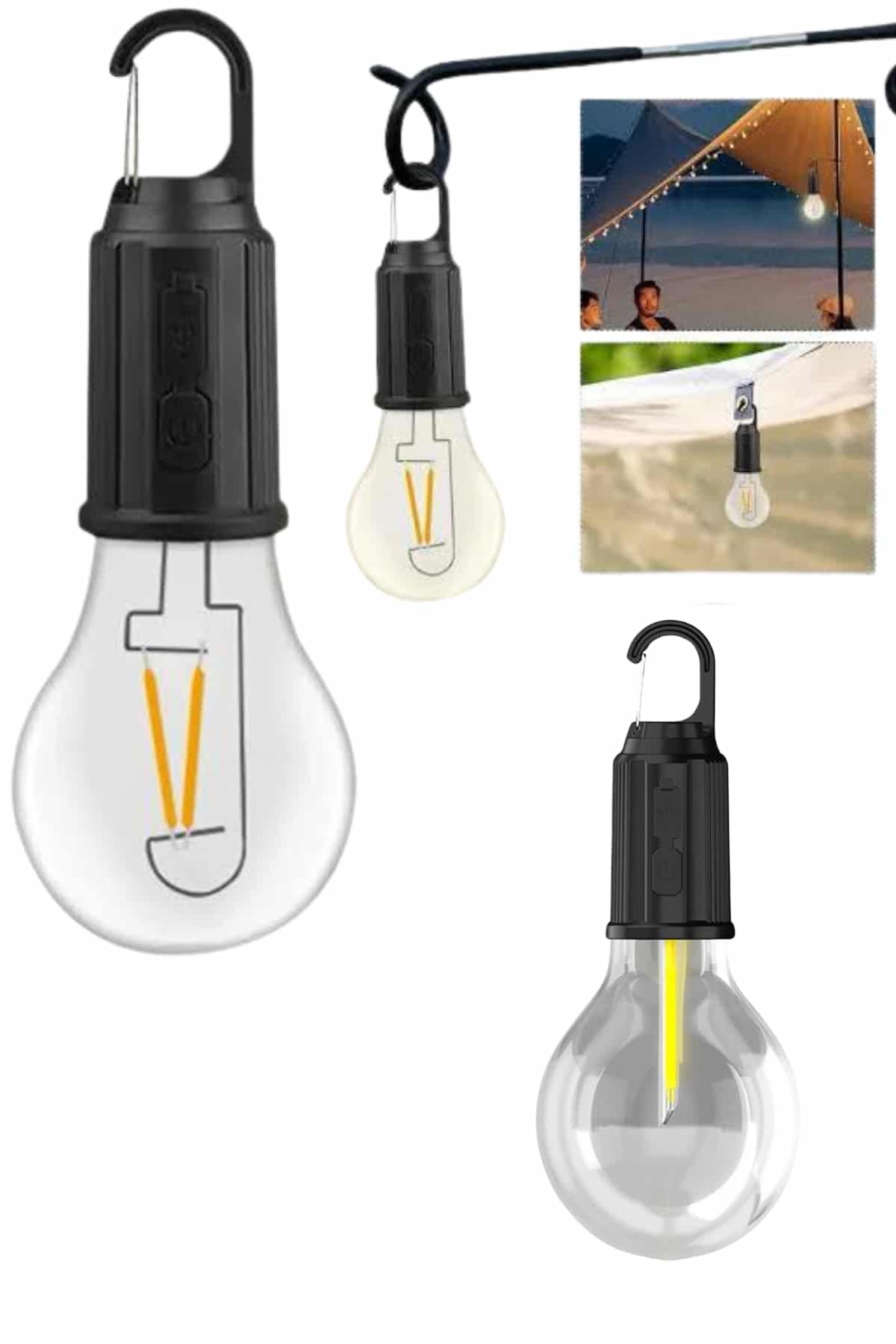 Askılı Kırılmaz Led Işık Kamp Bahçe Lambası Taşınabilir Led Ampul Şarjlı - Görsel 2