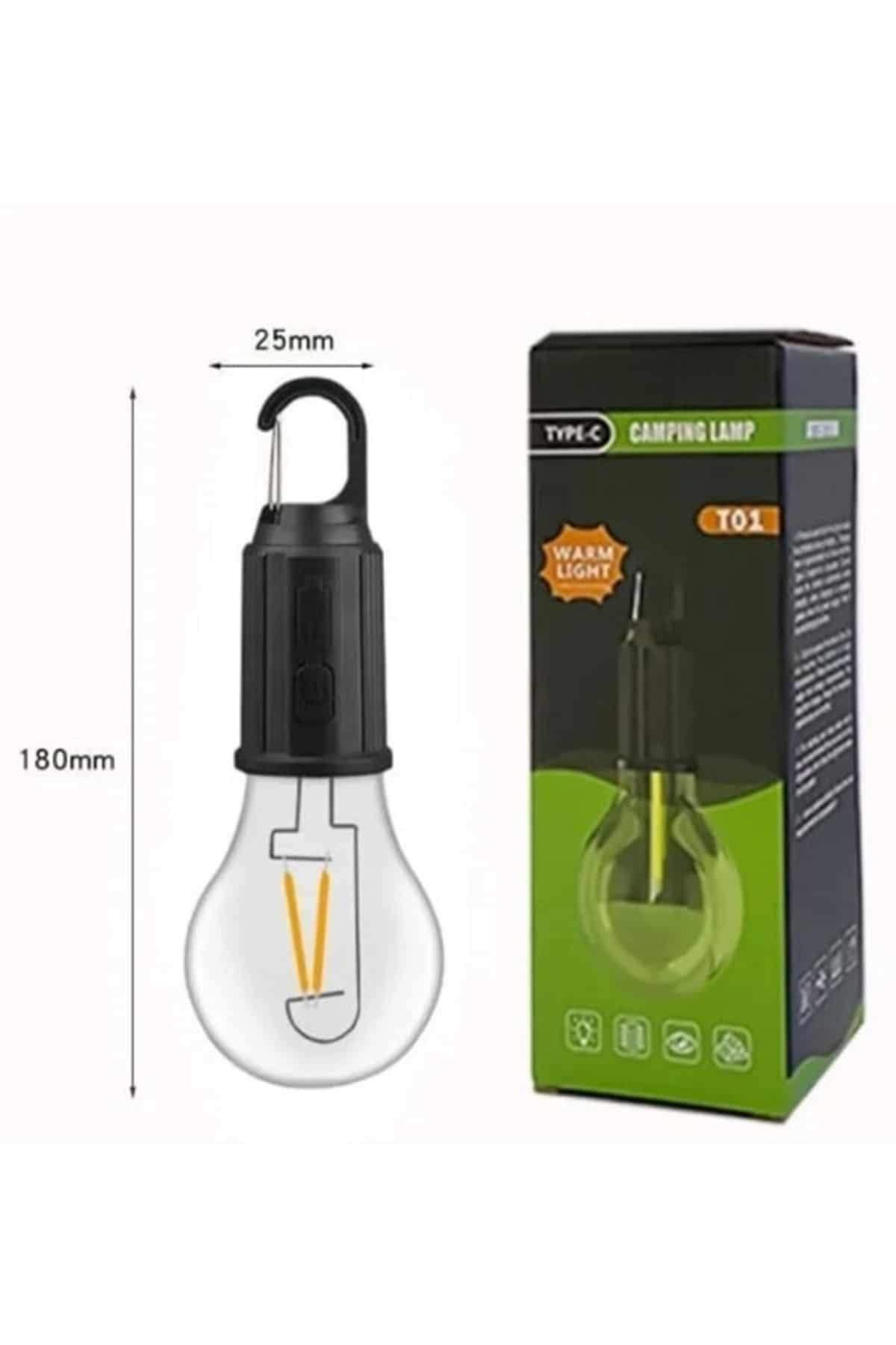 Şarjlı Aydınlatma Ampul Tasarımlı Ambians Işık Askılı Kamp Lambası - Görsel 5