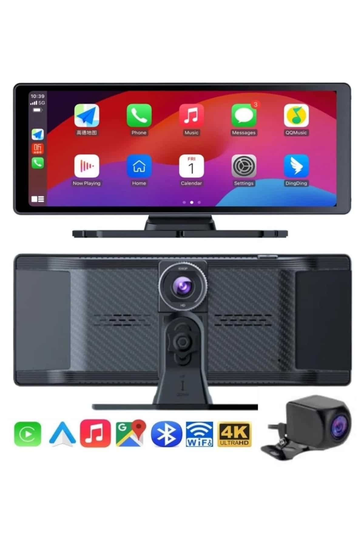 4K Ultra Araç İçi Ön ve Arka Kameralı Ekran HD 2 Kameralı Torpido Üstü Araç Multimedya - Görsel 2