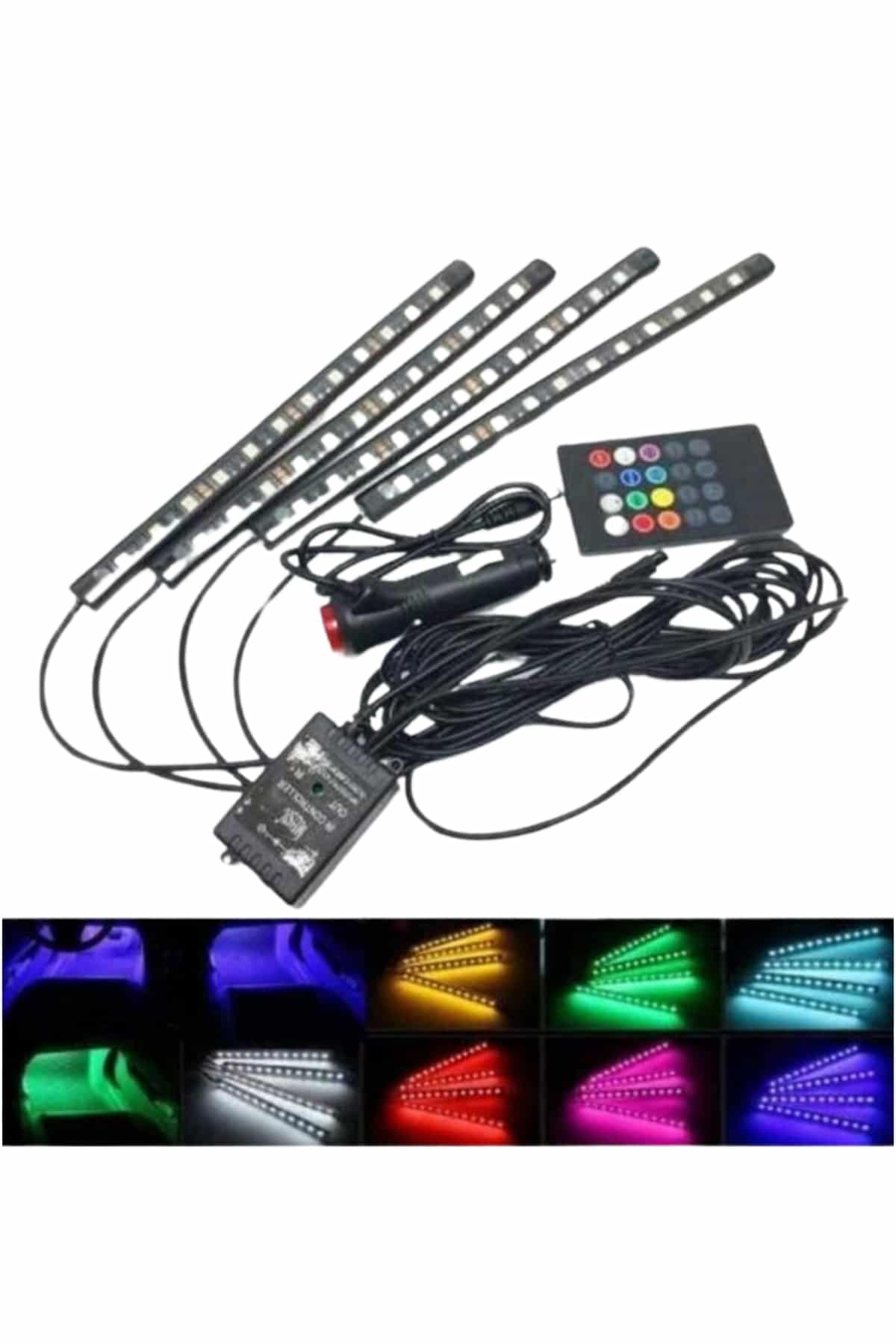 Araç İçi Ayak Altı 12'li Şerit Led Işık Uzaktan Kumandalı RGB Işıklı Ses ve Müziğe Duyarlı - Görsel 2