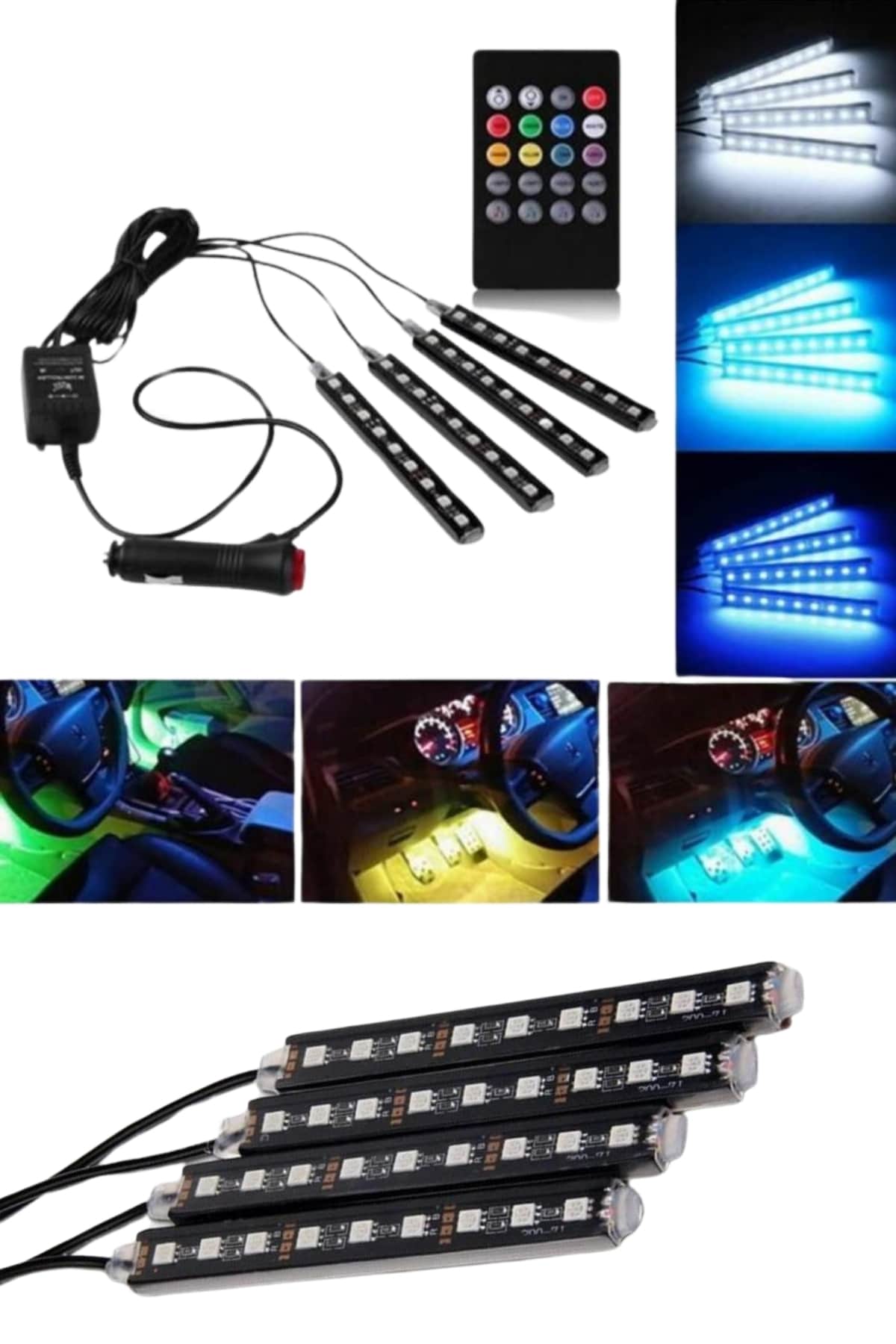 Araç İçi Ayak Altı 12'li Şerit Led Işık Uzaktan Kumandalı RGB Işıklı Ses ve Müziğe Duyarlı - Görsel 4