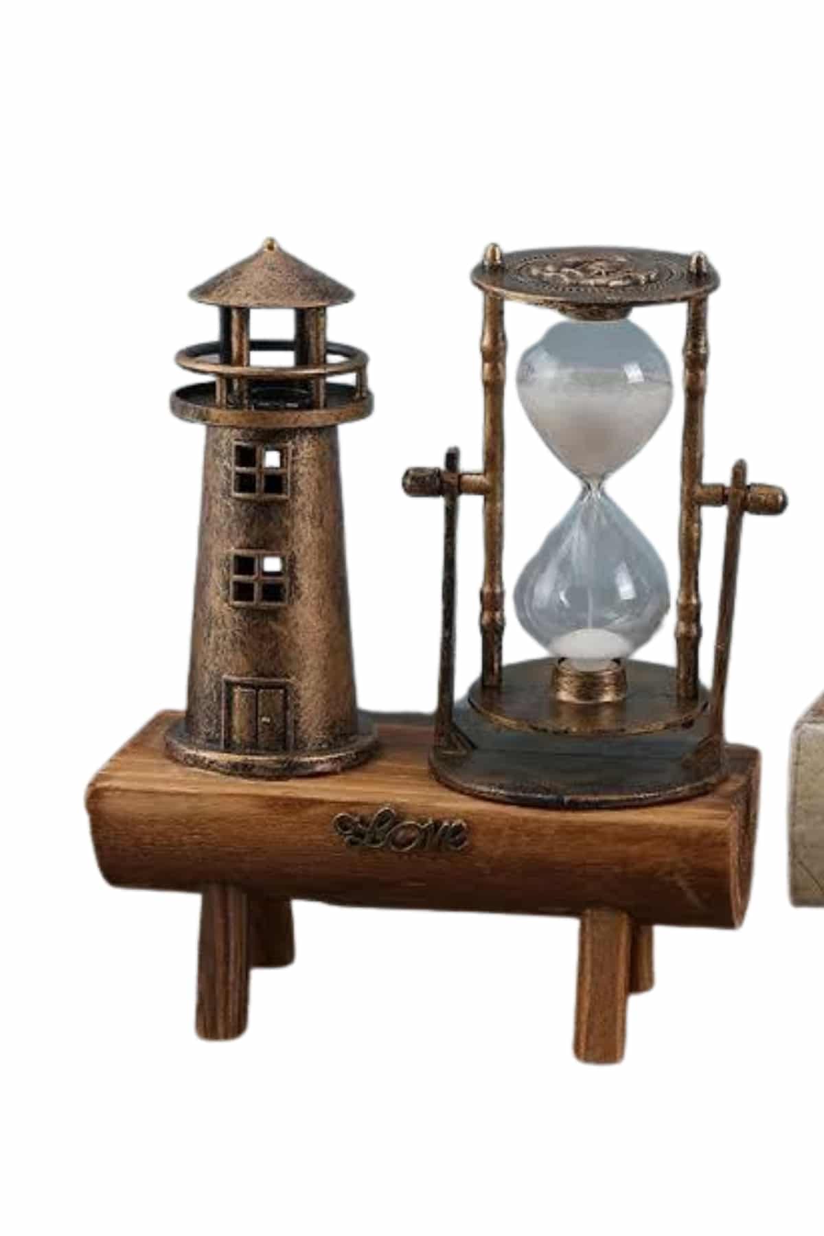 Dekoratif Kum Saati Deniz Feneri Retro Masa Hediyeli Eşya - Görsel 2