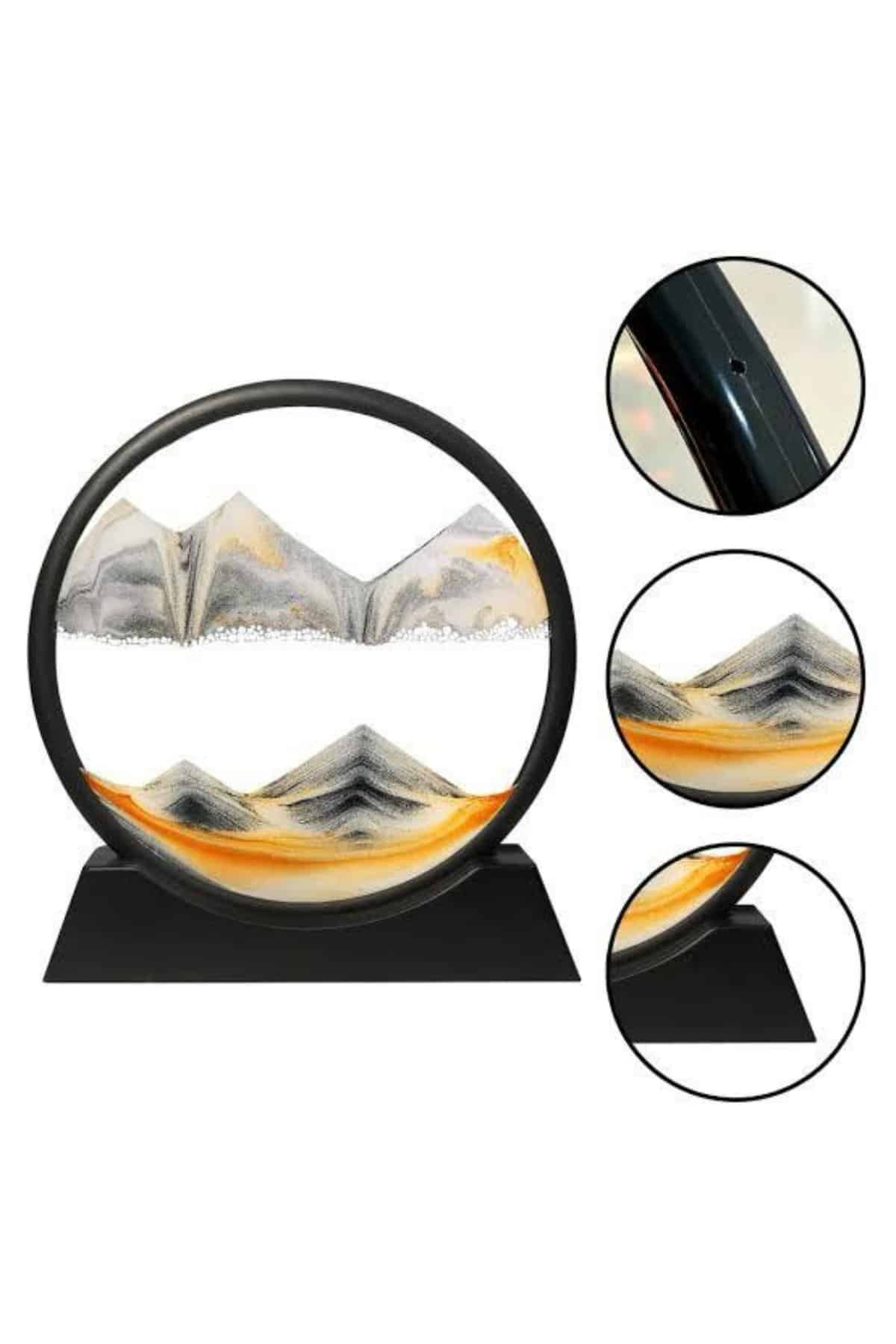 3D LED Işıklı Kum Saati Gece Lambası Hareketli Sulu Kum Saati Orta Boy - Görsel 2