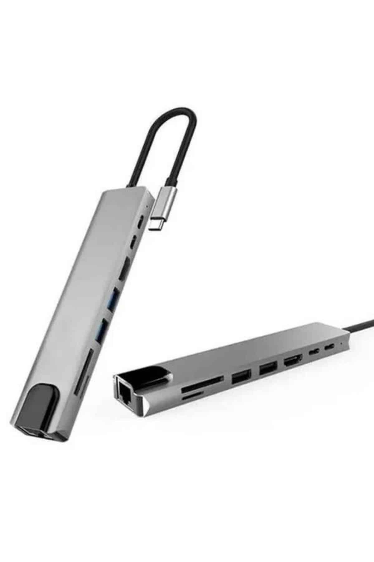 8 Portlu Macbook Çevirici Type C Hub SD TF USB Çoğaltıcı Ethernet - Görsel 5