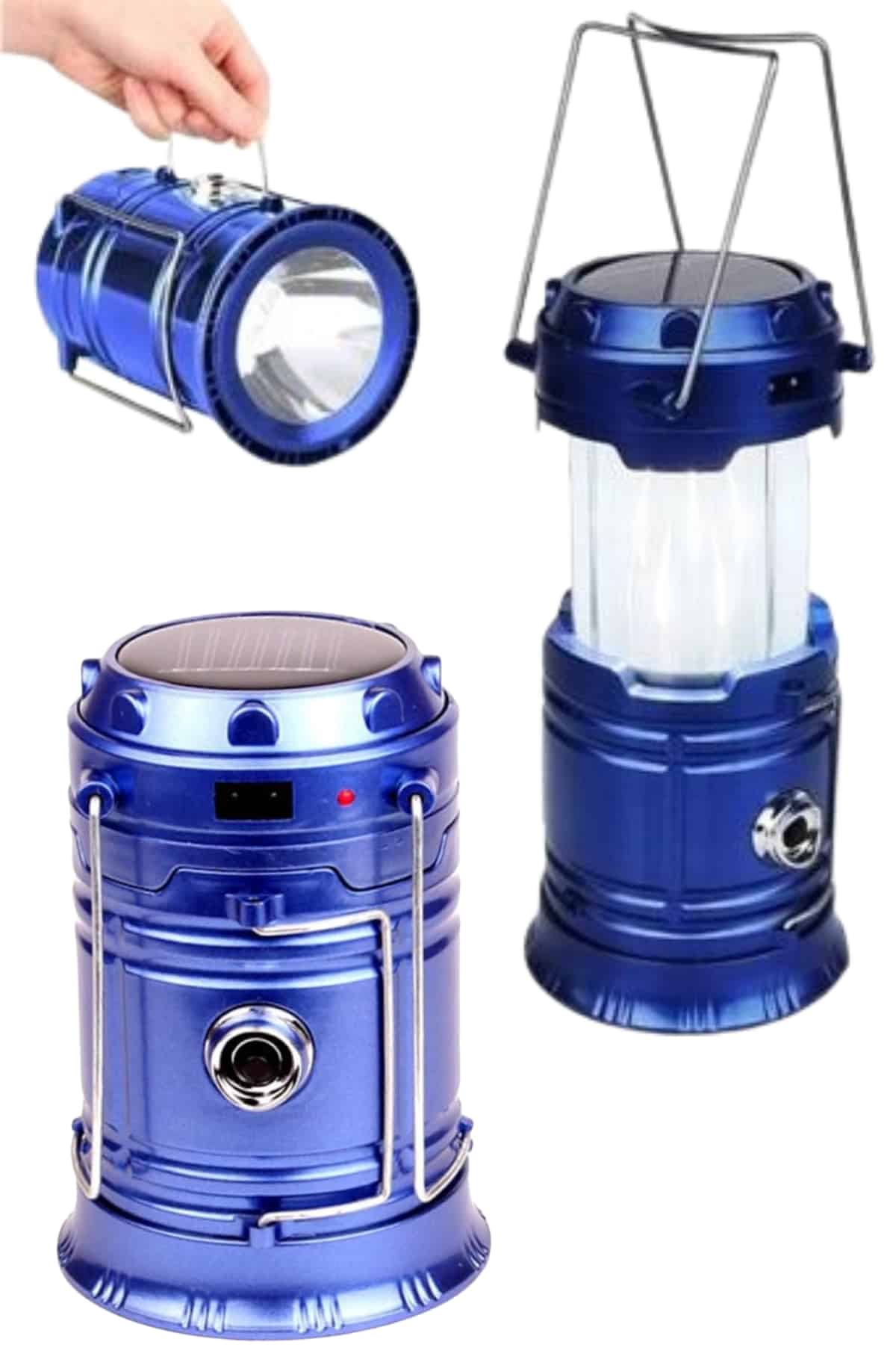 Kamp Feneri Şarj Edilebilir Güneş Enerjili Işıldak USB Şarjlı - Görsel 2