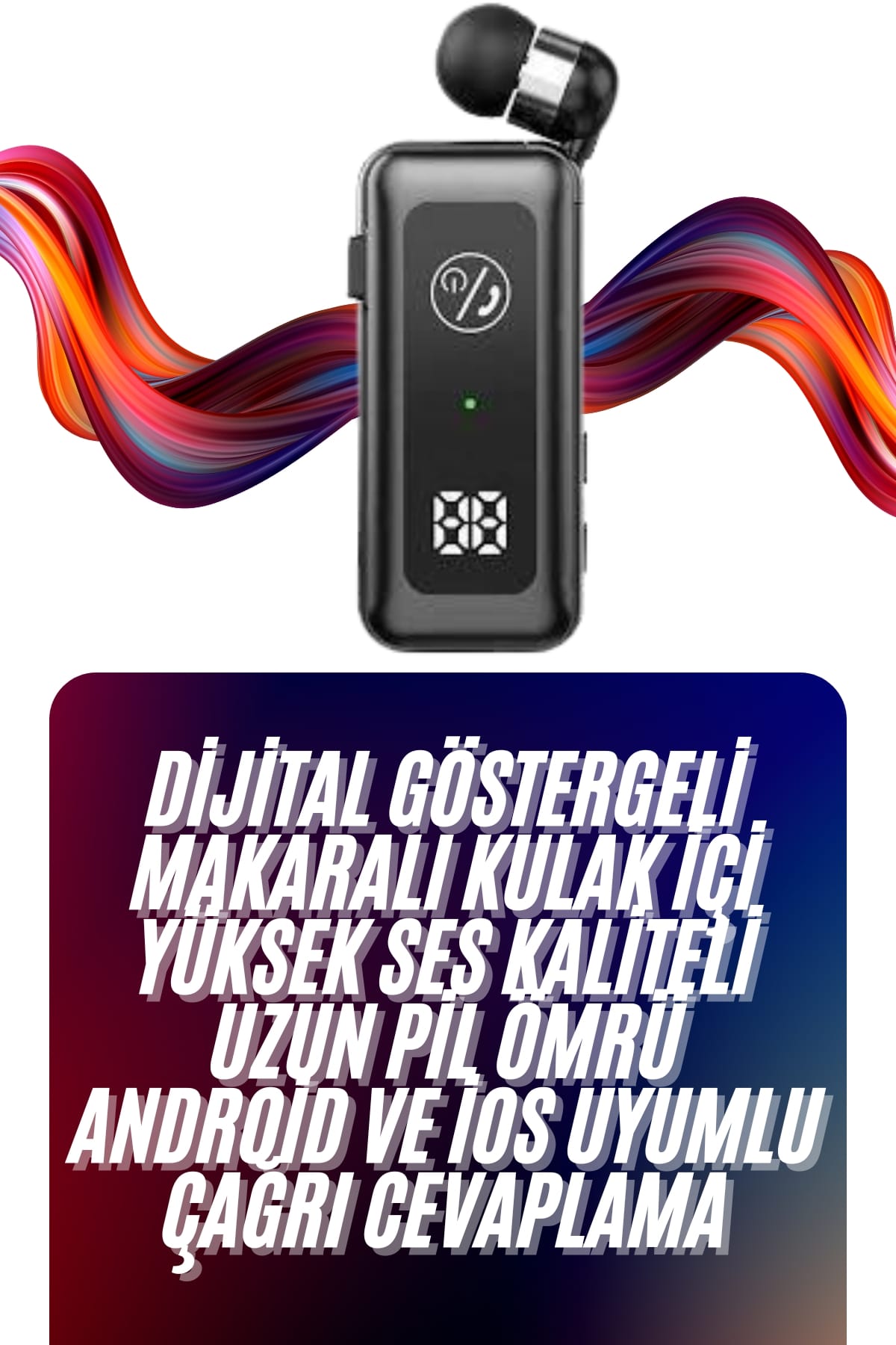 Makaralı Bluetooth Kulaklık Telefon Uyumlu Makaralı TF Kart Girişli Güç Göstergeli - Görsel 2