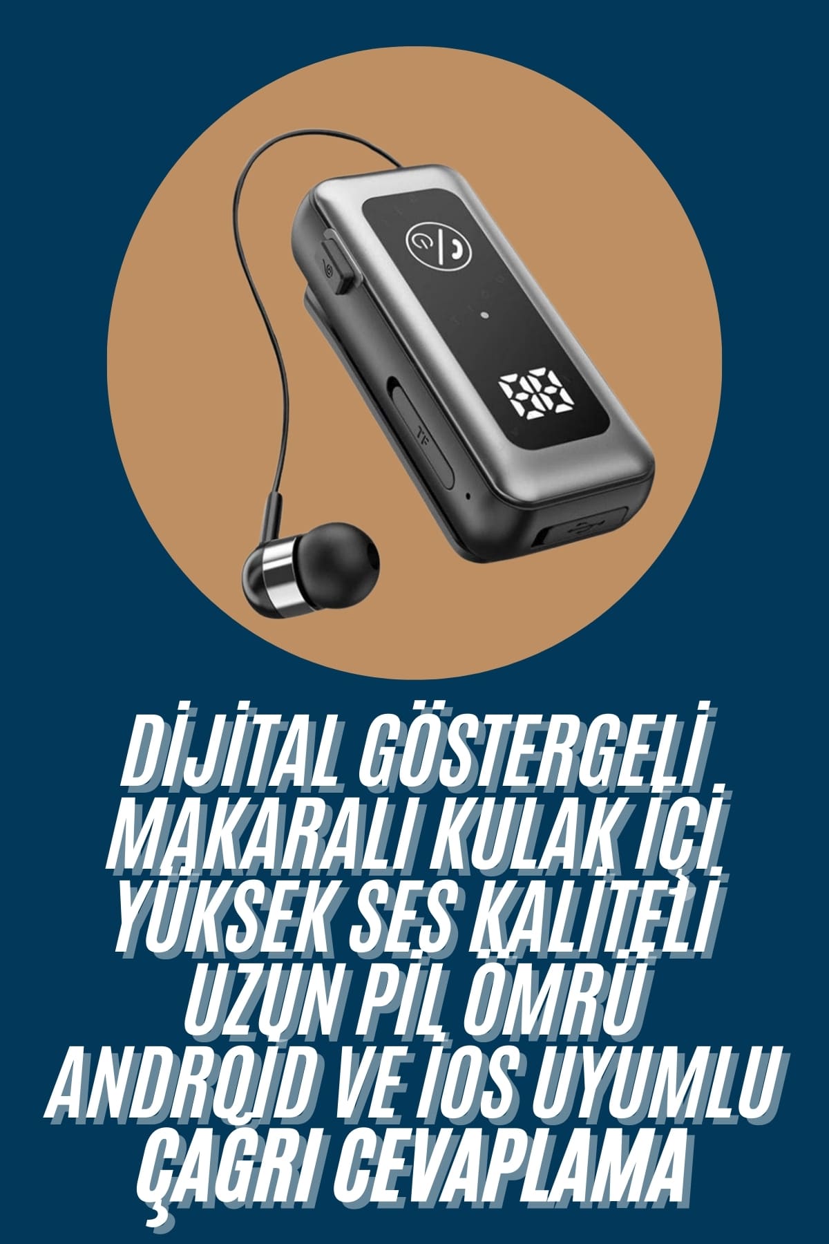 Makaralı Kulaklık SD Kart Girişli Dijital Göstergeli Kablolu Bluetooth Kulaklık - Görsel 2