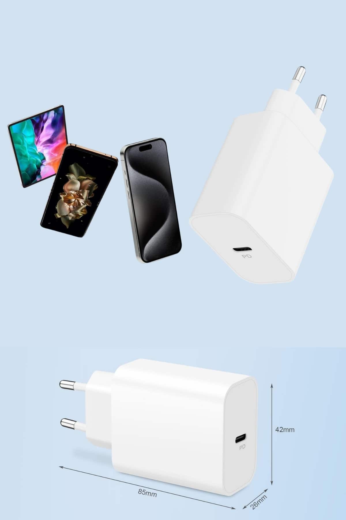 15/Pro/Pro Max 20W İOS Uyumlu Hızlı Şarj Aleti Adaptörlü Beyaz - Görsel 5