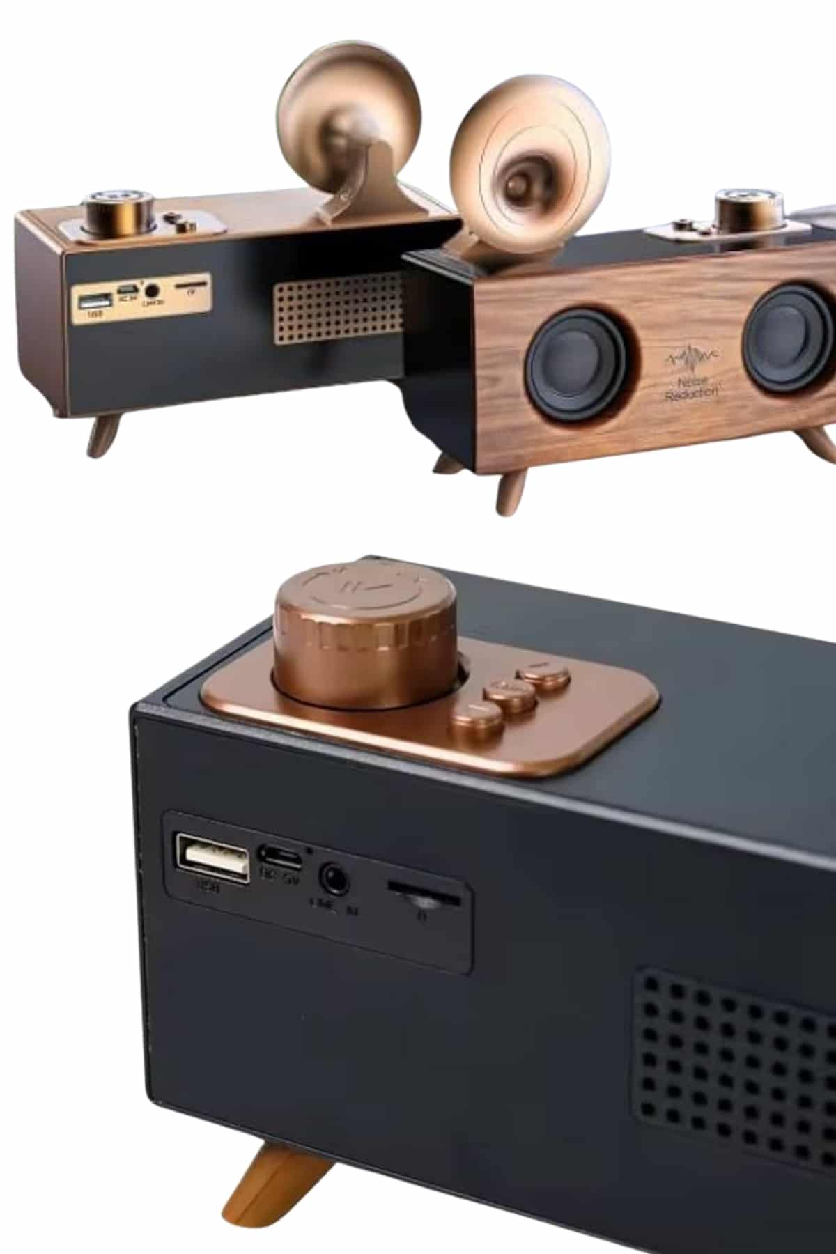 Bluetooth Nostalji Speaker Radyo Gramofon Ahşap Renk Vintage - Görsel 2