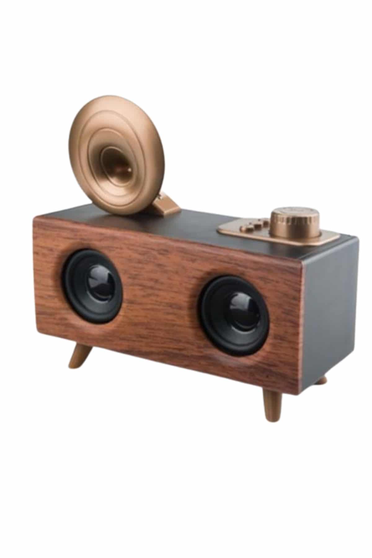 Bluetooth Nostalji Speaker Radyo Gramofon Ahşap Renk Vintage - Görsel 3