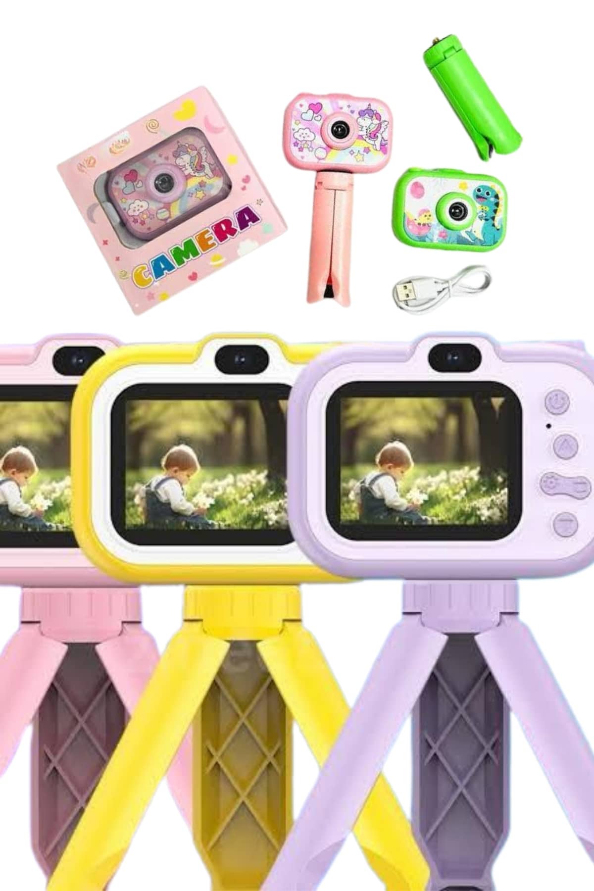 Çocuk Için Eğitici Video Kamera Ayaklı Mini Fotoğraf Makinesi - Görsel 4