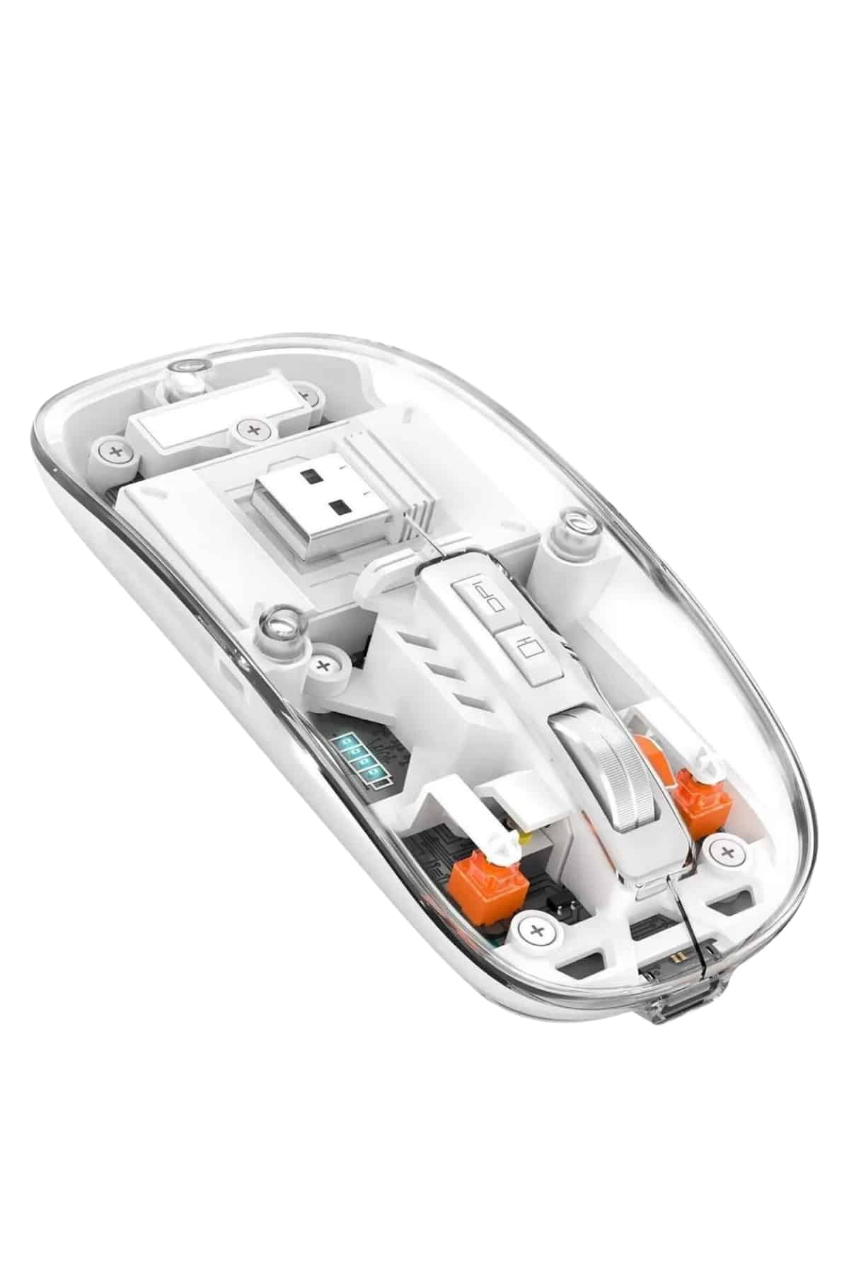 Sessiz Tıklama Çift Modlu Bluetooth Ve Alıcı Şeffaf Mouse Fare - Görsel 4