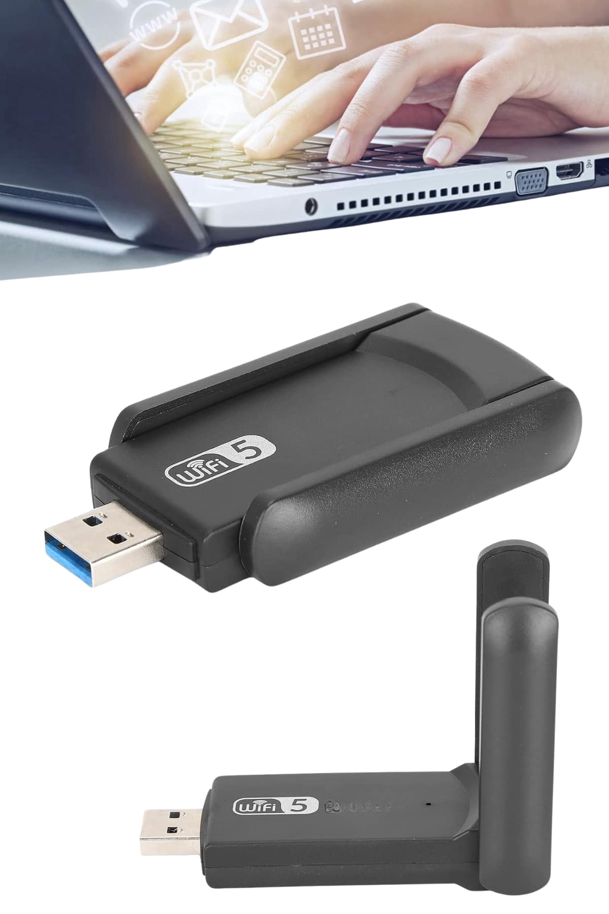Wifi Adaptörü Bt5.0 Wifi 2'si Bir Arada Çift Bantlı Çift Anten - Görsel 4