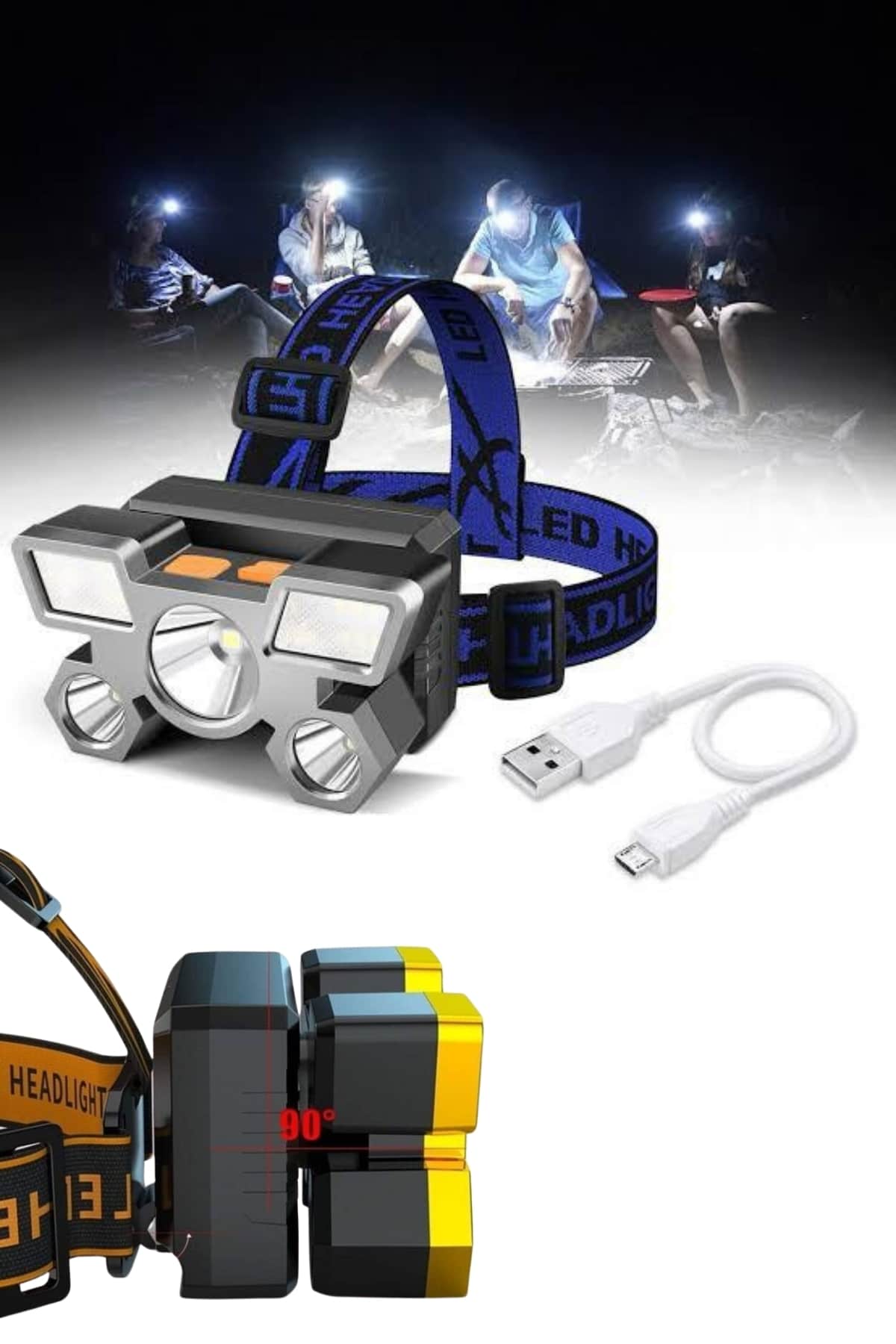 Kafa Lambası 800 Lümen 4 Mod Yüksek Işık Flaşörlü Şarjlı Led Lamba - Görsel 3