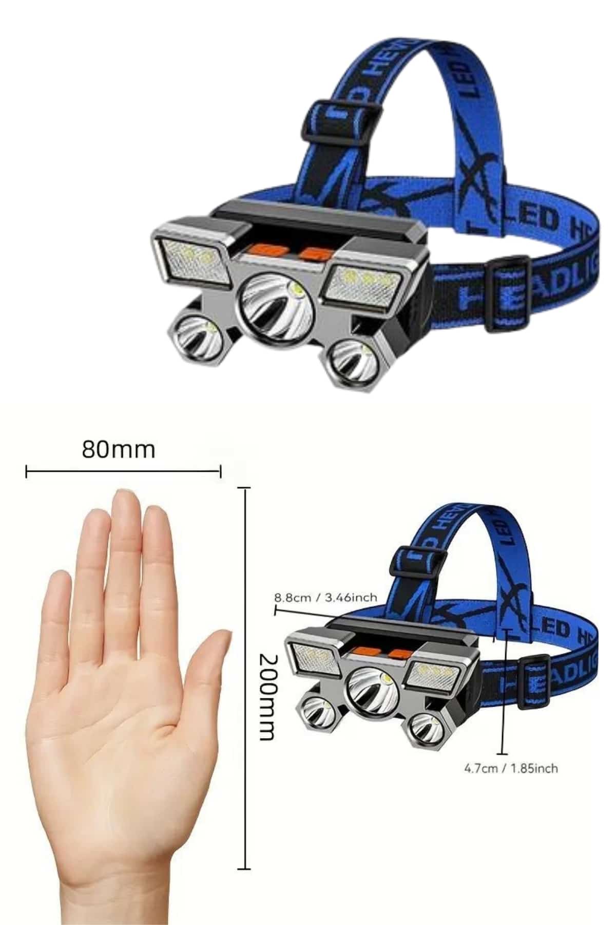 Kafa Lambası 800 Lümen 4 Mod Yüksek Işık Flaşörlü Şarjlı Led Lamba - Görsel 4