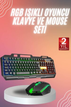RGB Işıklı Gaming Oyuncu Klavye Q Klavye Mouse Hediyeli