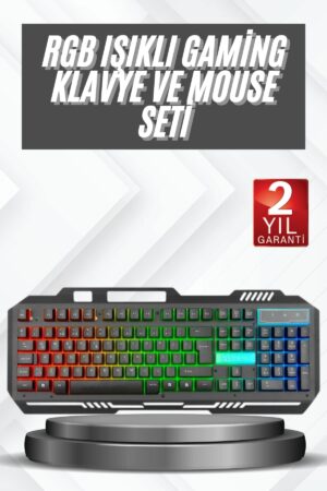 Işıklı Oyuncu Q Klavye Mouse Seti Siyah Gaming Oyuncu Klavye