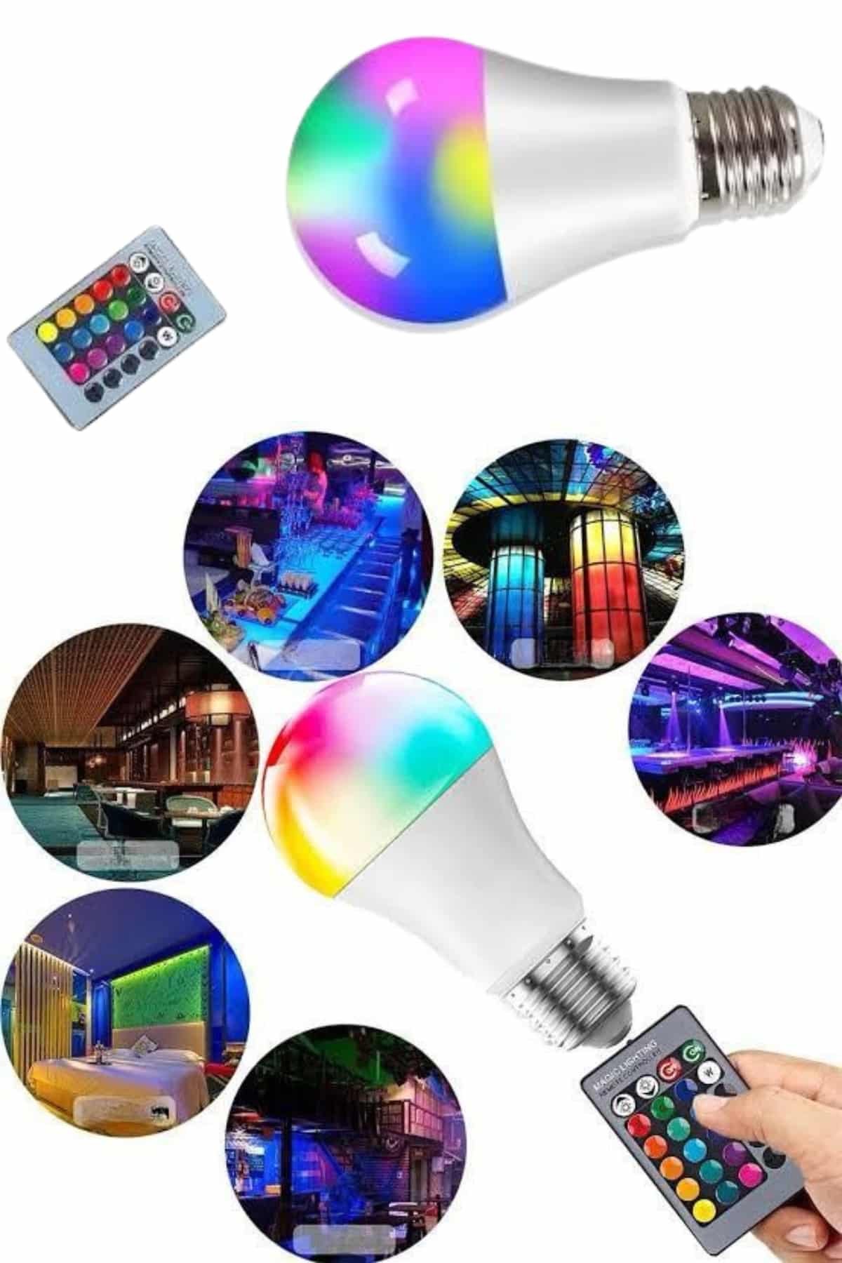 Ayarlanabilir Parlaklık RGB Led Ampul Beyaz Lamba Ve Renkli Ampul - Görsel 3