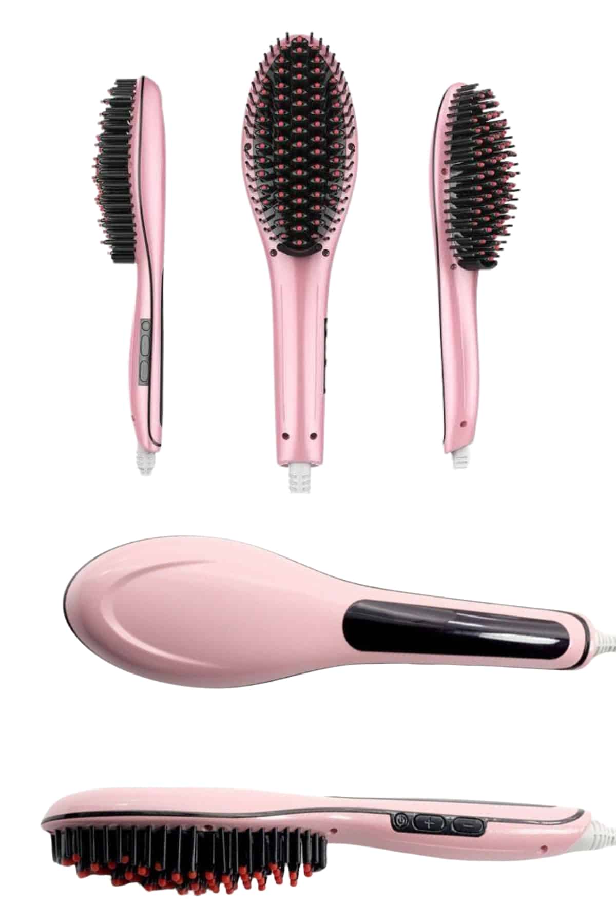 Elektrikli Saç Düzleştirici Tarak Saç Düzleştirici Fırça Sıkı Dişli Pembe - Görsel 4