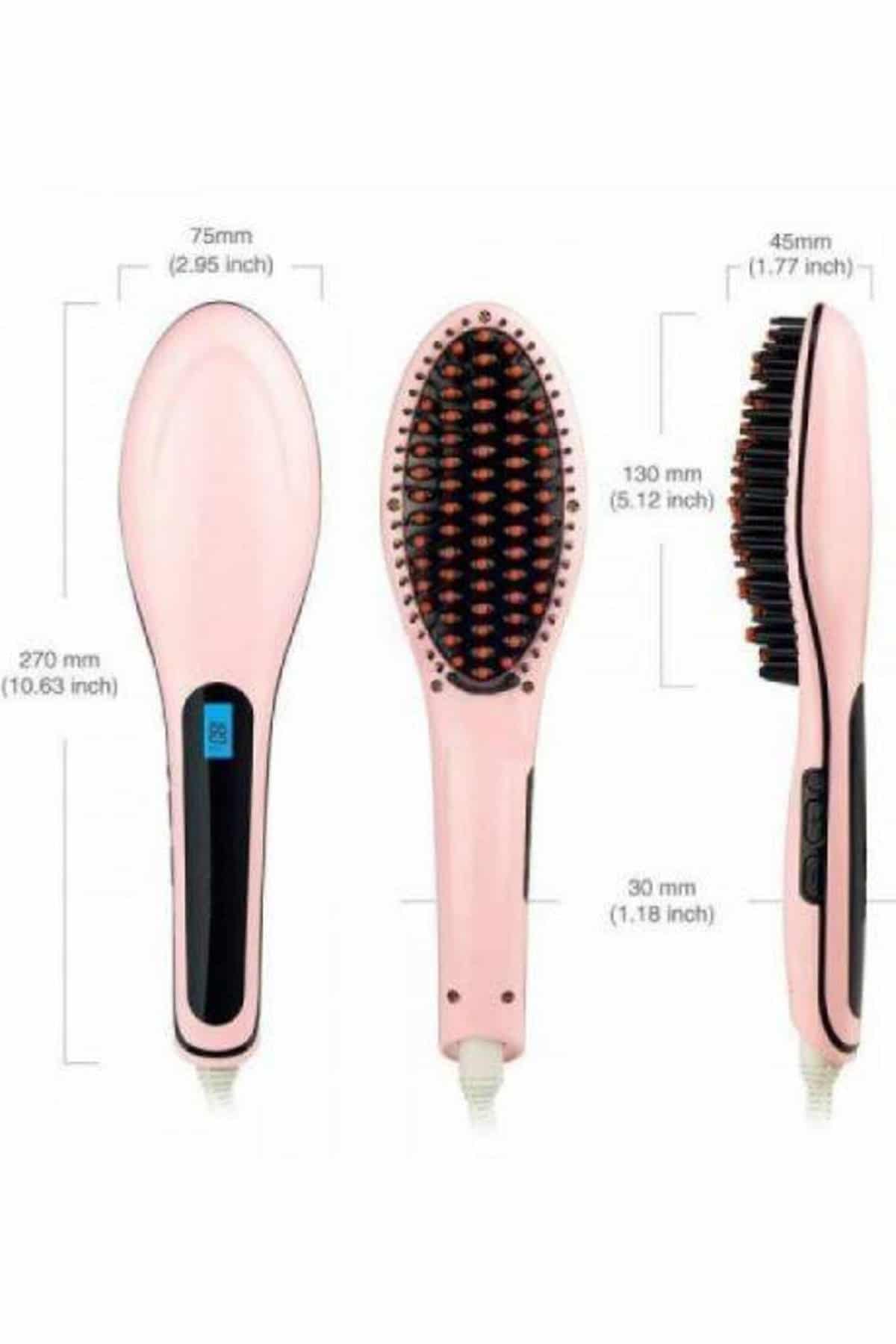 Elektrikli Saç Düzleştirici Tarak Saç Düzleştirici Fırça Sıkı Dişli Pembe - Görsel 5
