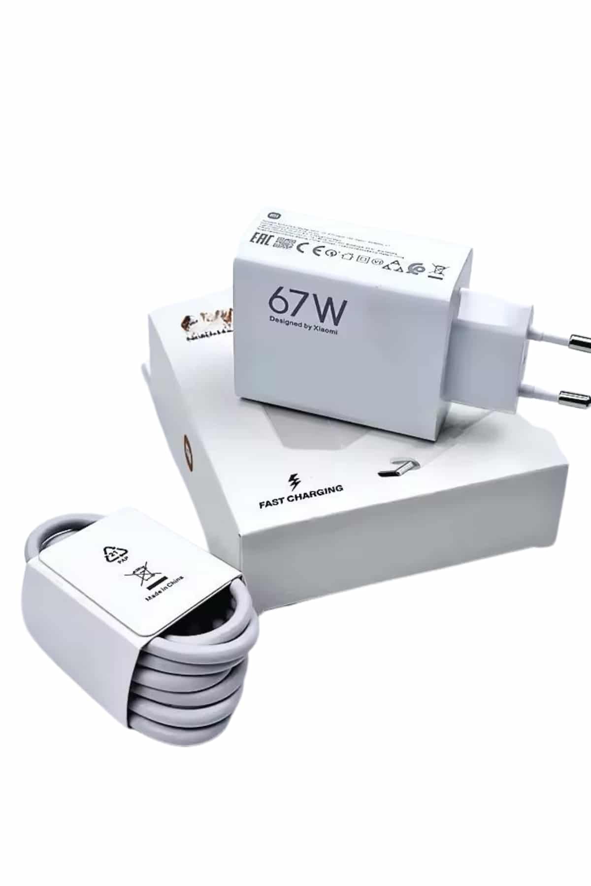 Hızlı Şarj Aleti Adaptörü Kablo Seti 67W Uzun Ömürlü Beyaz - Görsel 3
