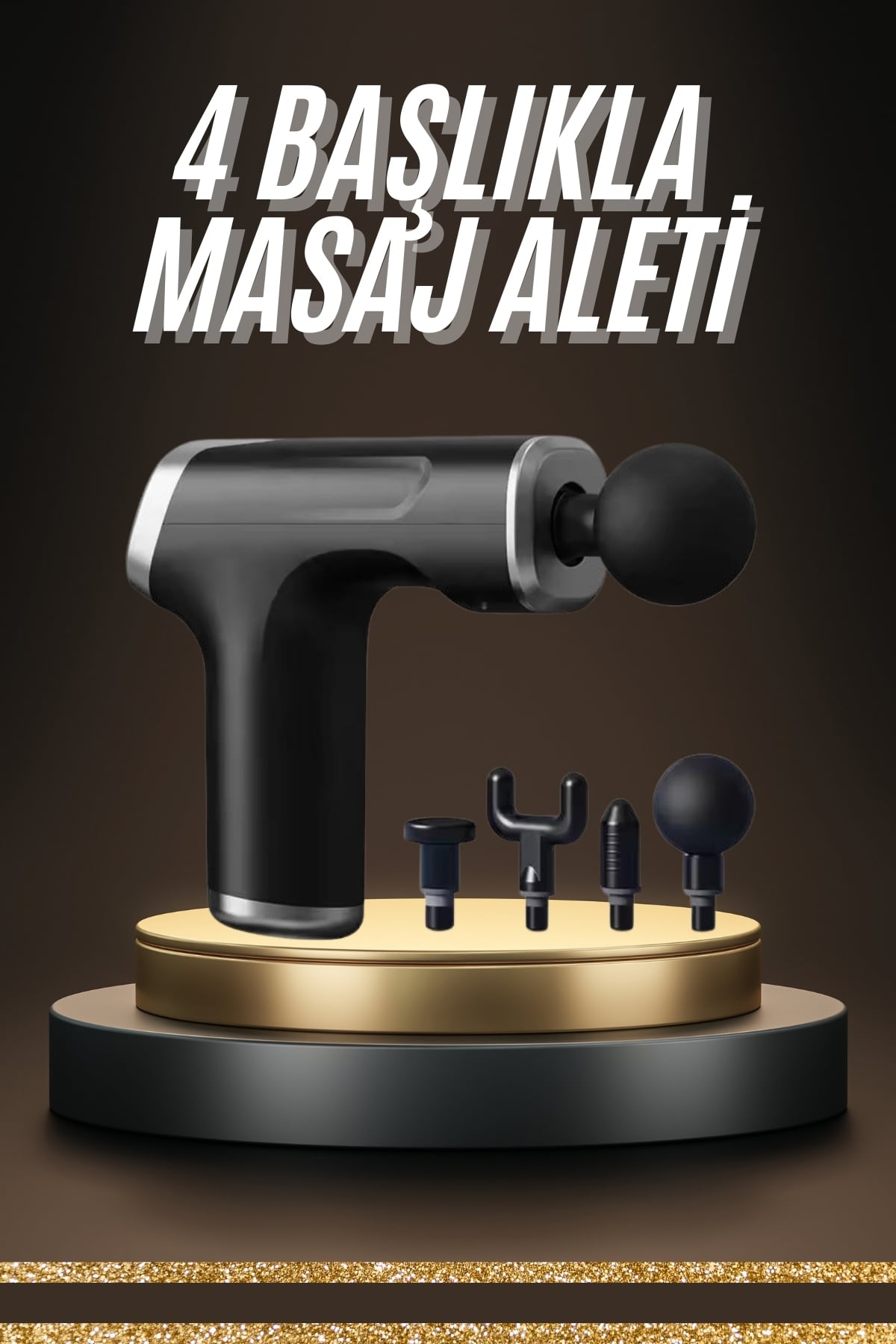 Profesyonel Masaj Tabancası Sporcu Masaj Aleti 4 Başlıklı Şarjlı Titreşimli