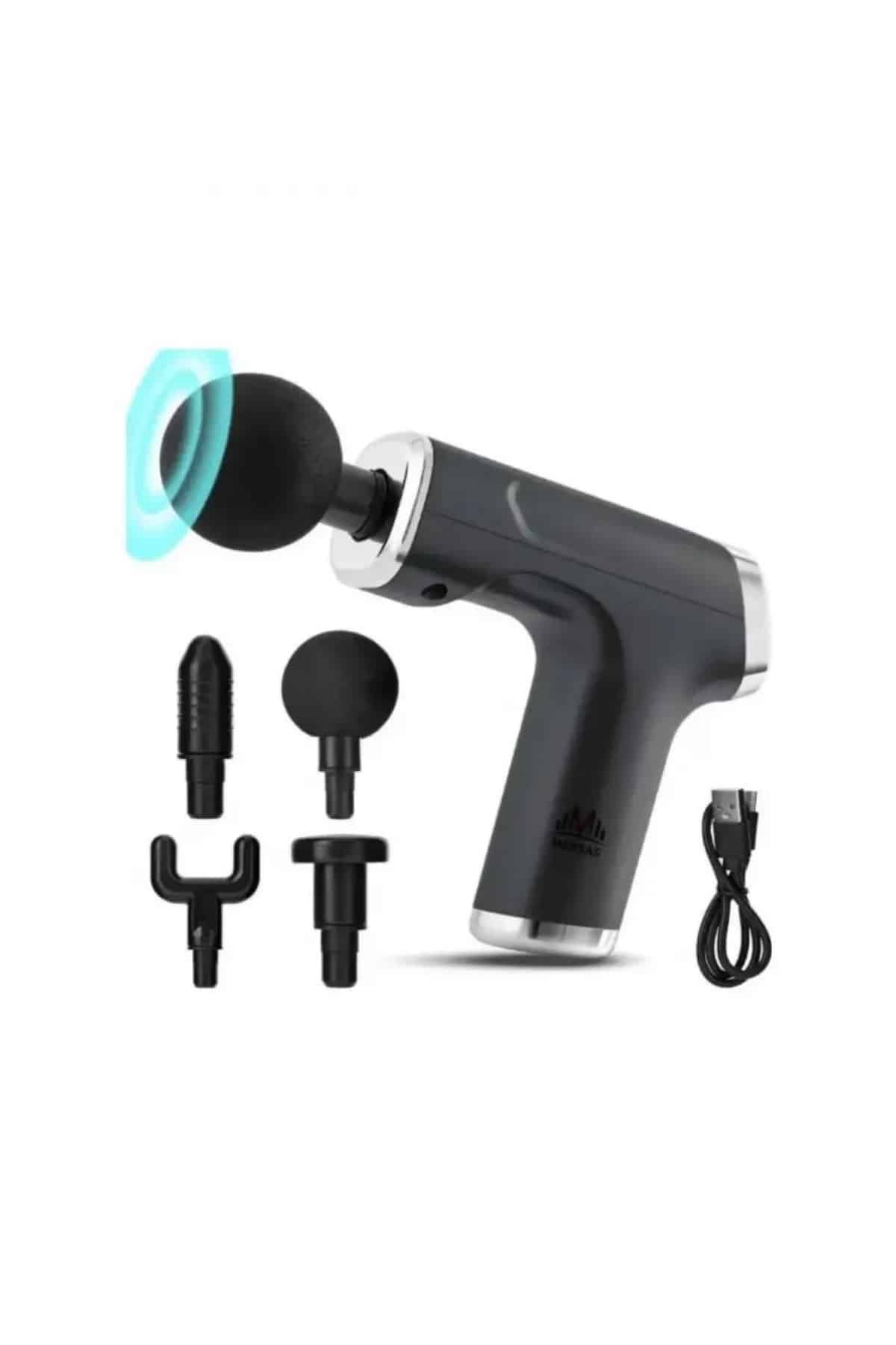 Profesyonel Masaj Tabancası Sporcu Masaj Aleti 4 Başlıklı Şarjlı Titreşimli - Görsel 4