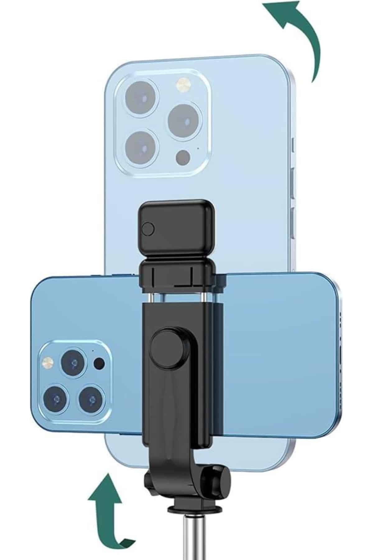 Tripod Selfie Çubuğu Bluetooth Kumandalı Kablosuz Led Işıklı - Görsel 2