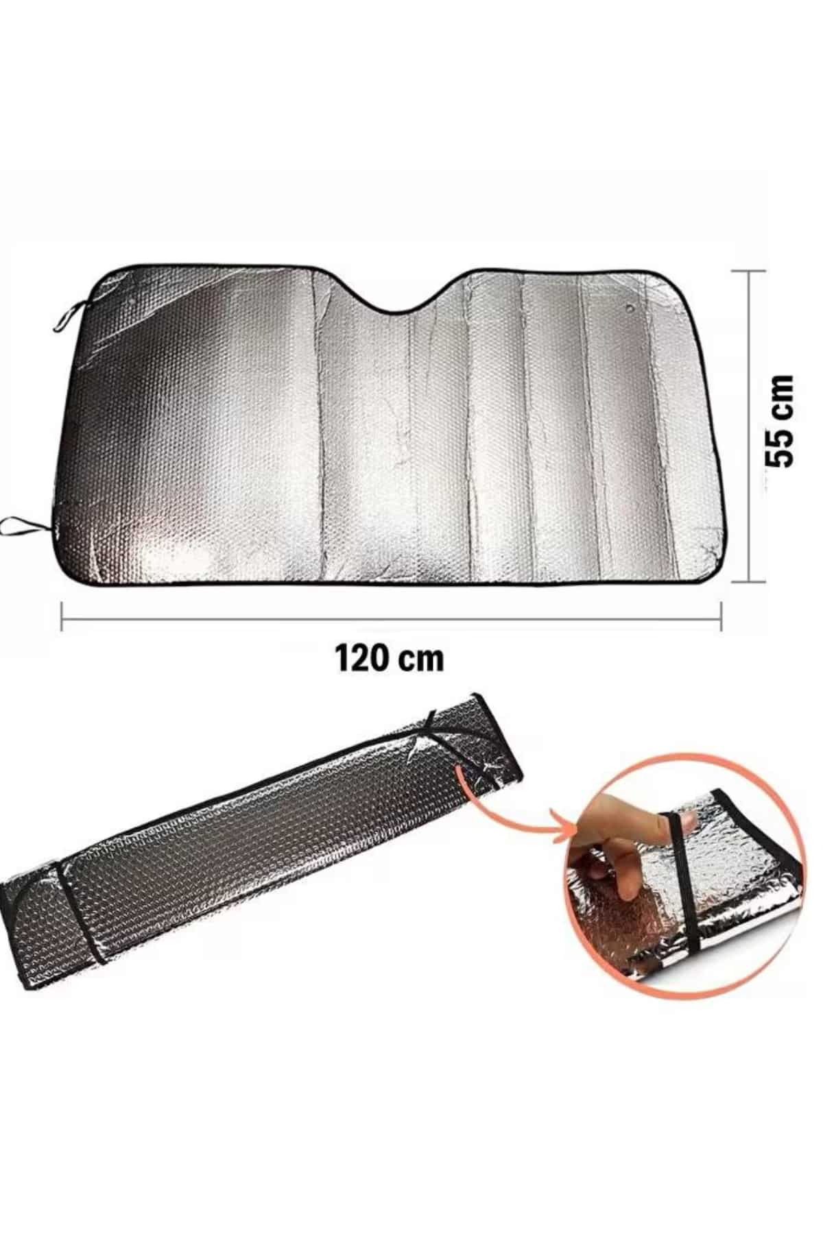 Güneşlik Koruyucu Perde Metalize Oto Araç Araba Güneşliği Ön Cam Güneşliği - Görsel 5