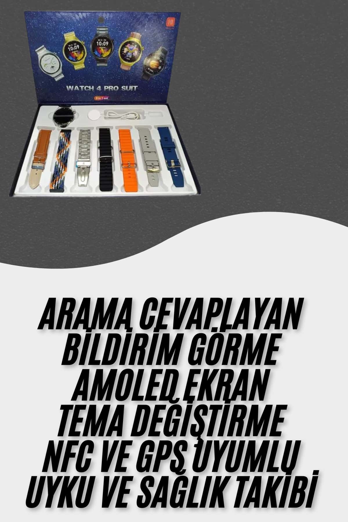 Akıllı Saat Çoklu Kordon Seçenekli Dokunmatik Ekran Nabız Sensörlü - Görsel 2