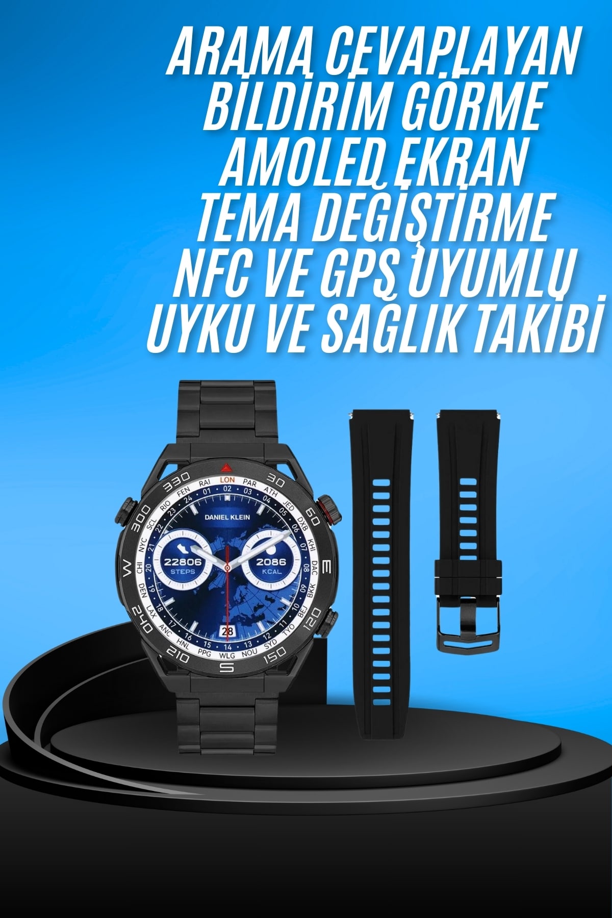 Akıllı Saat Çelik Kordonlu Amoled Ekran Android ve İOS Uyumlu Çağrı Cevaplayabilen - Görsel 2