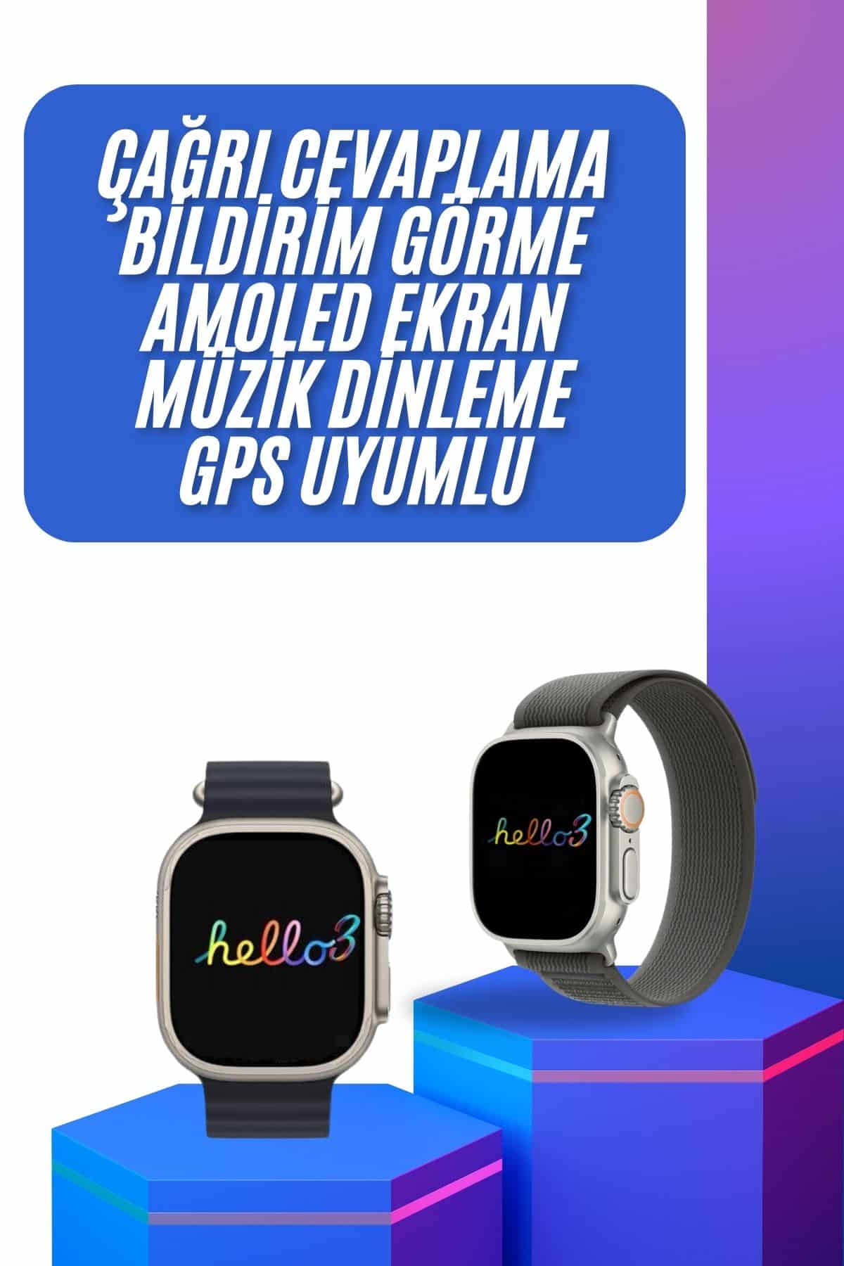 Yeni Nesil 3 Kordonlu Kol Saati 49 MM Amoled Ekran Akıllı Saat - Görsel 2