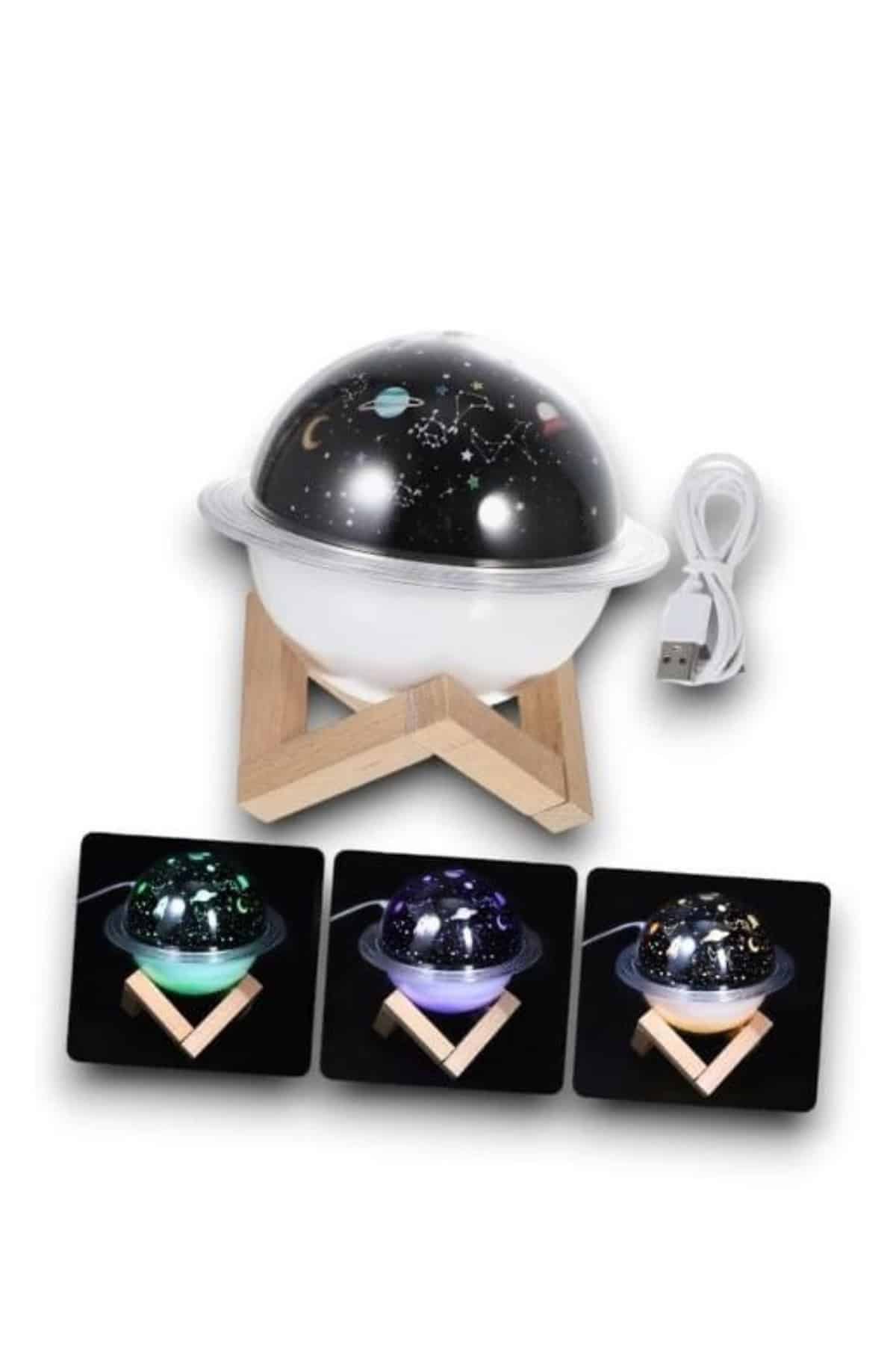 Hava Nemlendirici Led Işıklı Gece Lambası Yıldız Görünümlü Renk Değiştiren - Görsel 5
