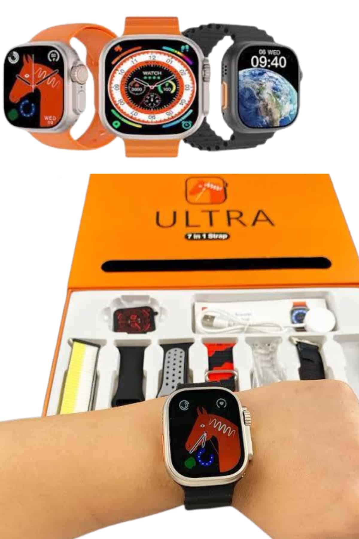 Unısex 7 Kordonlu Çok Fonksiyonlu Nabız Ölçer Uyku ve Sağlık Takibi - Görsel 4